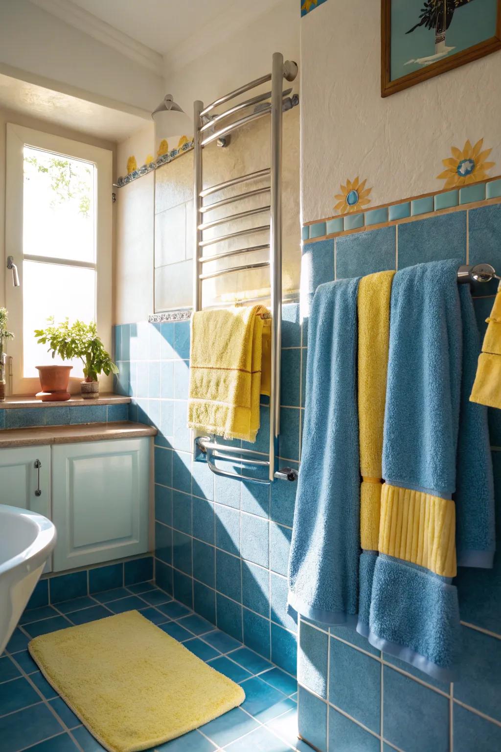Sky and sunflower cloths add a refreshing and vibrant touch.