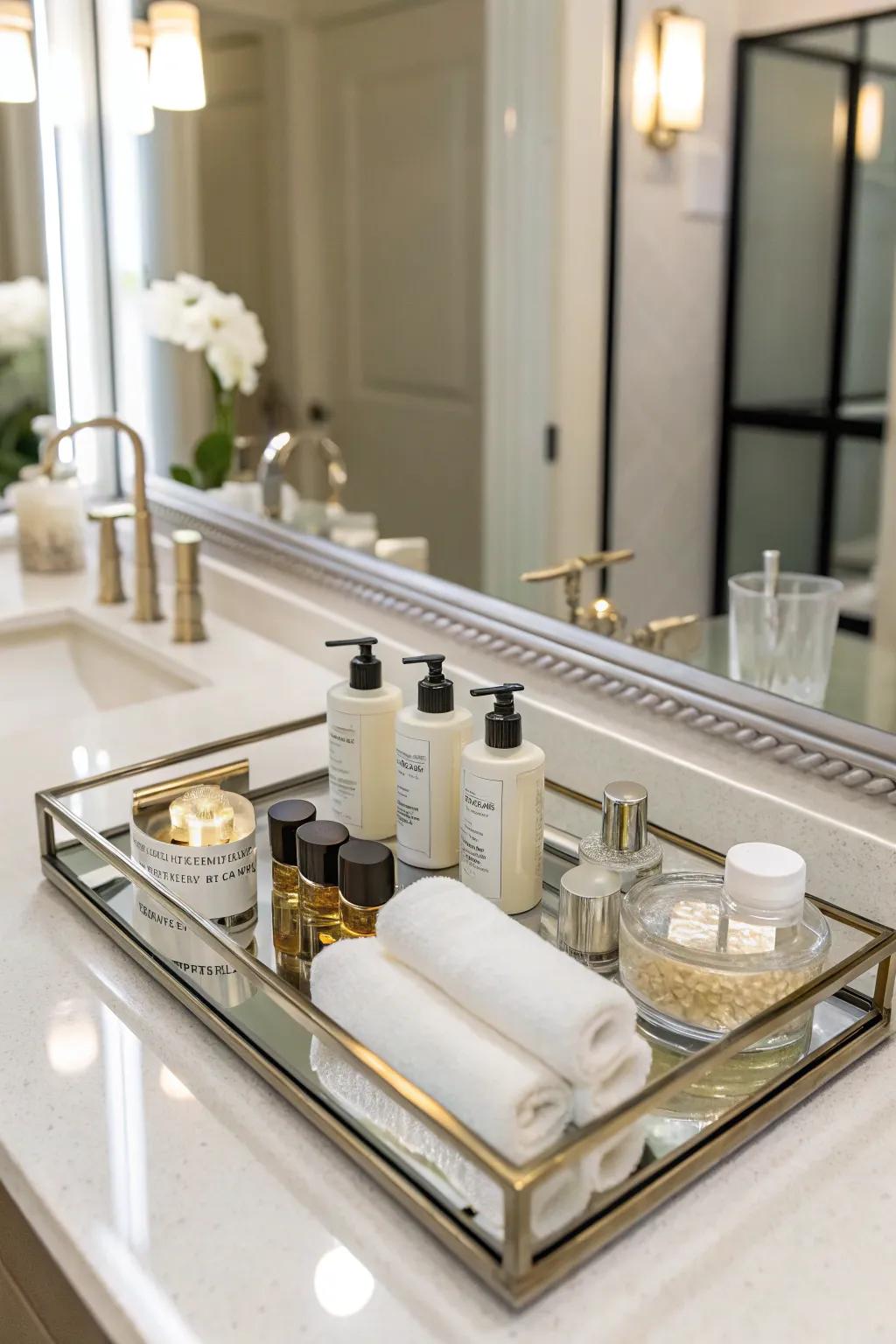 Mirror stands improve light and space in the bathroom.