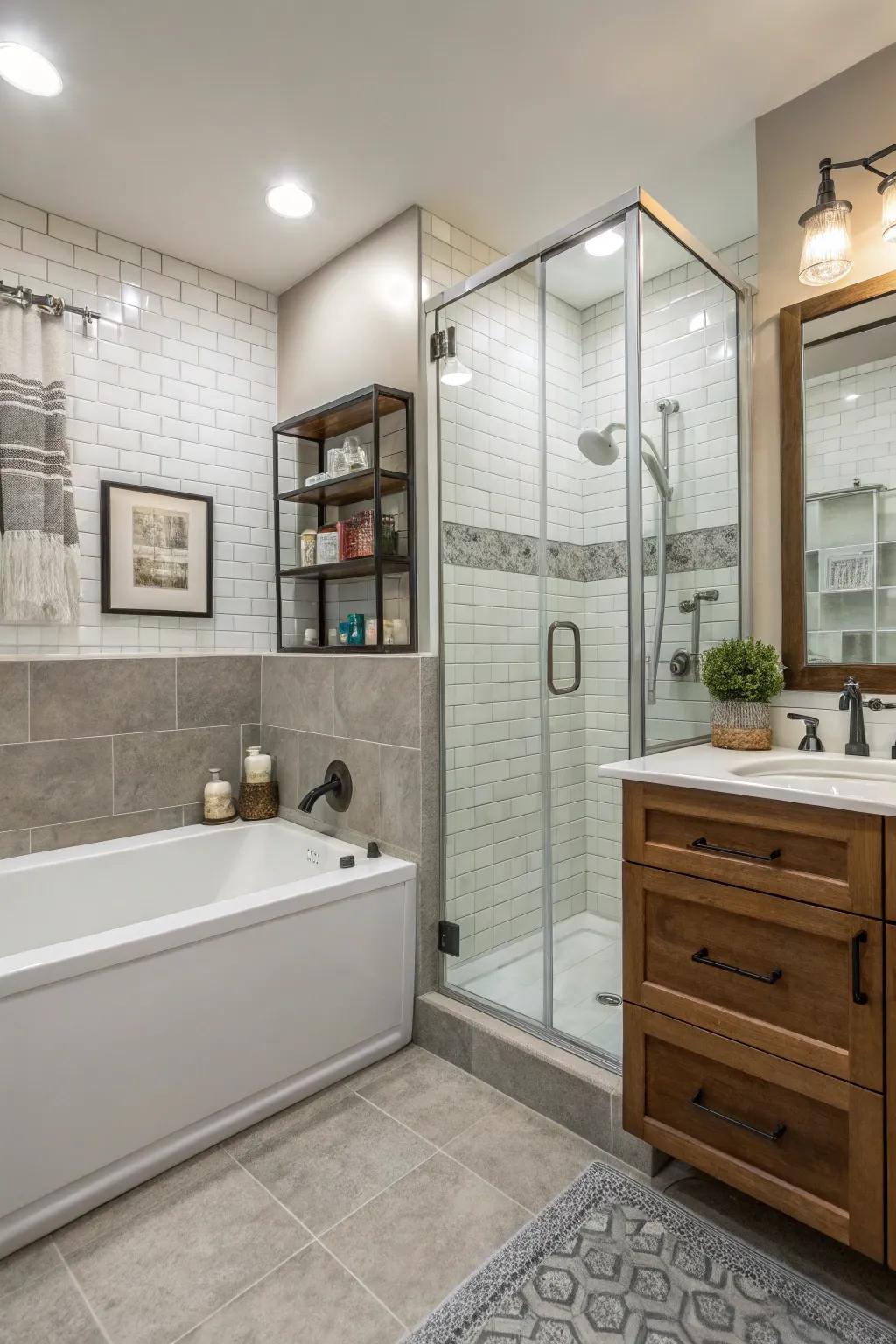 Effective bathroom design maximizing both footprint and practicality.