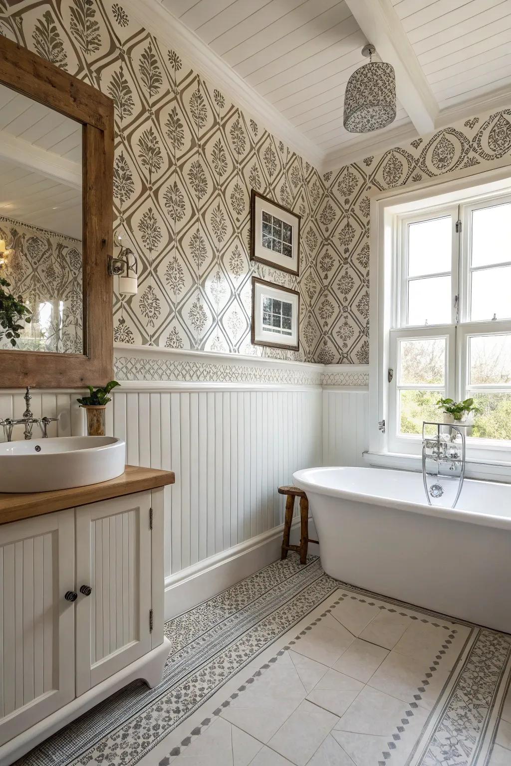 Flooring-to-ceiling decorative panels incorporate height and drama.
