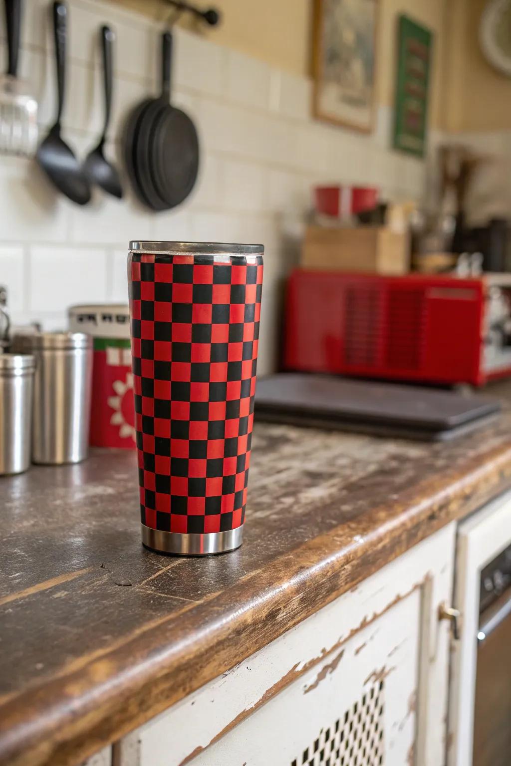 A retro grid tumbler that adds a sentimental element.