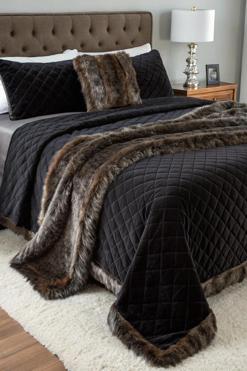 Enhancing texture with black throws.