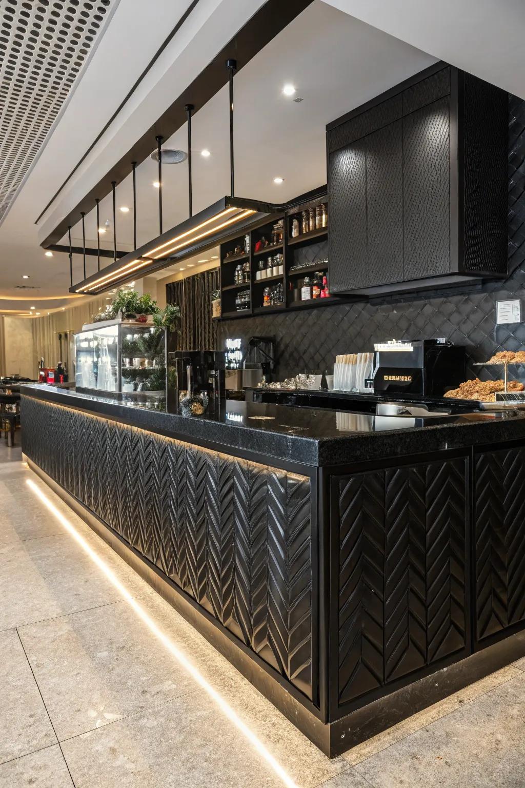 Striking contrast with an eye-catching backdrop in a coffee bar