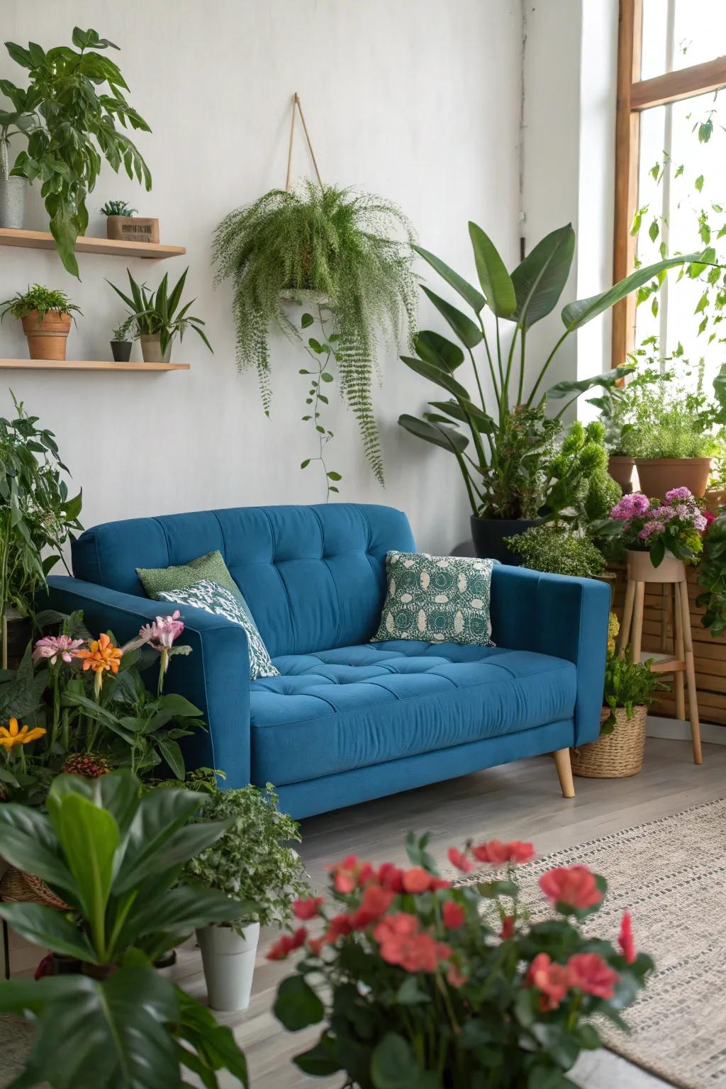 Verdure introduces life and vibrancy to the family room arrangement.