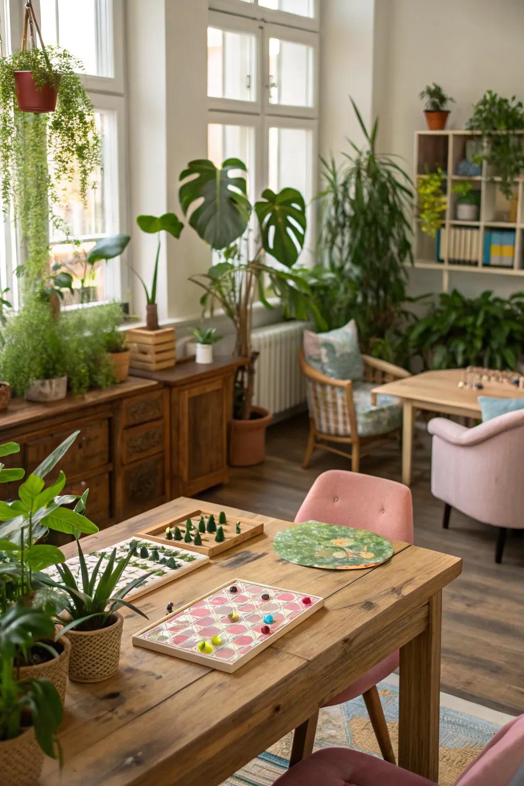 Nature-inspired decor infuses a hint of tranquility into your game area.