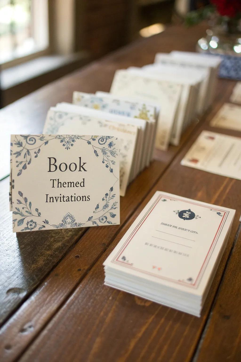 Invitations styled as checkout cards for a genuine feel.