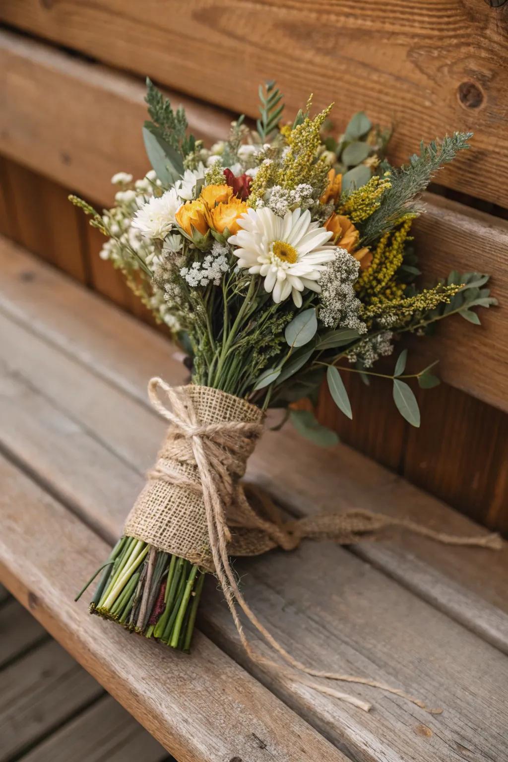 Rustic bouquets bring warmth and charm to any setting.