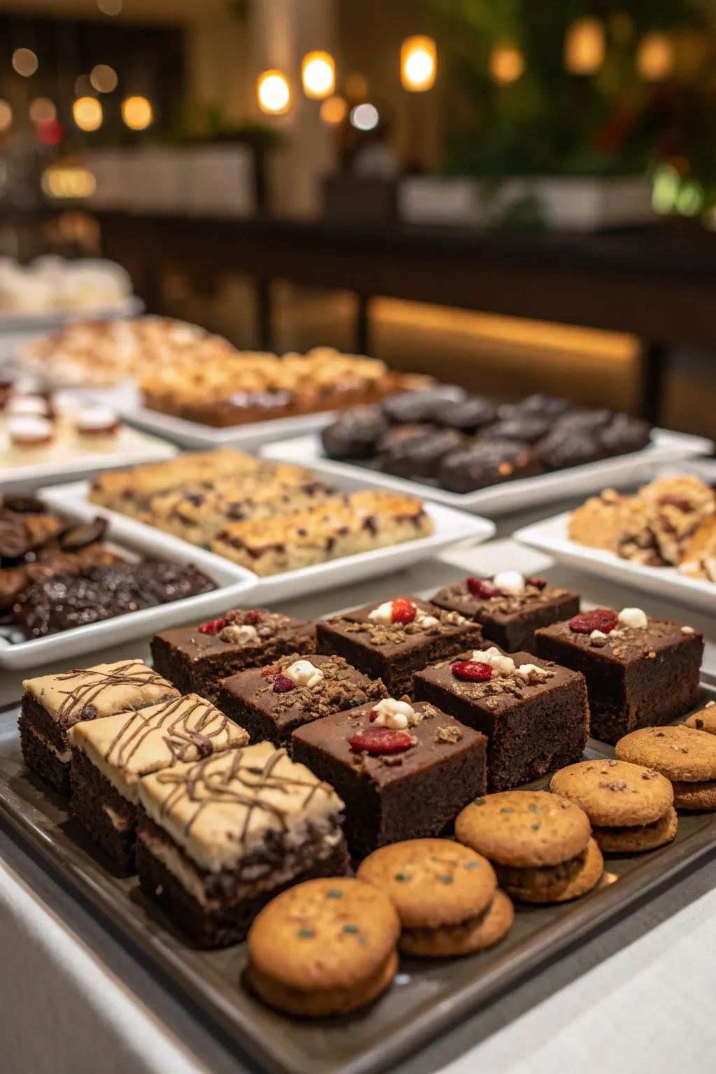 A delightful dessert bar brimming with a variety of treats.
