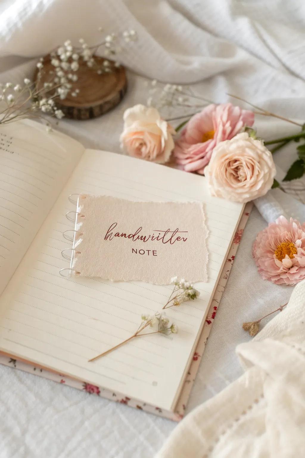 Whisper secrets on paper: Add hand-written annotations for a personal touch to your bridal scrapbook.