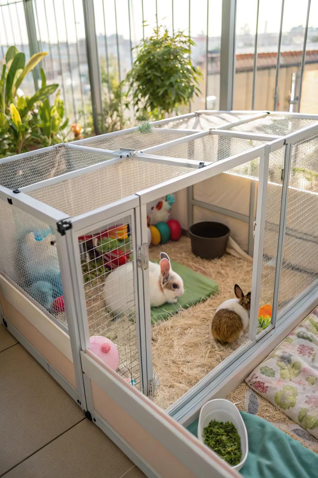 See-through sections make the enclosure appear more commodious.