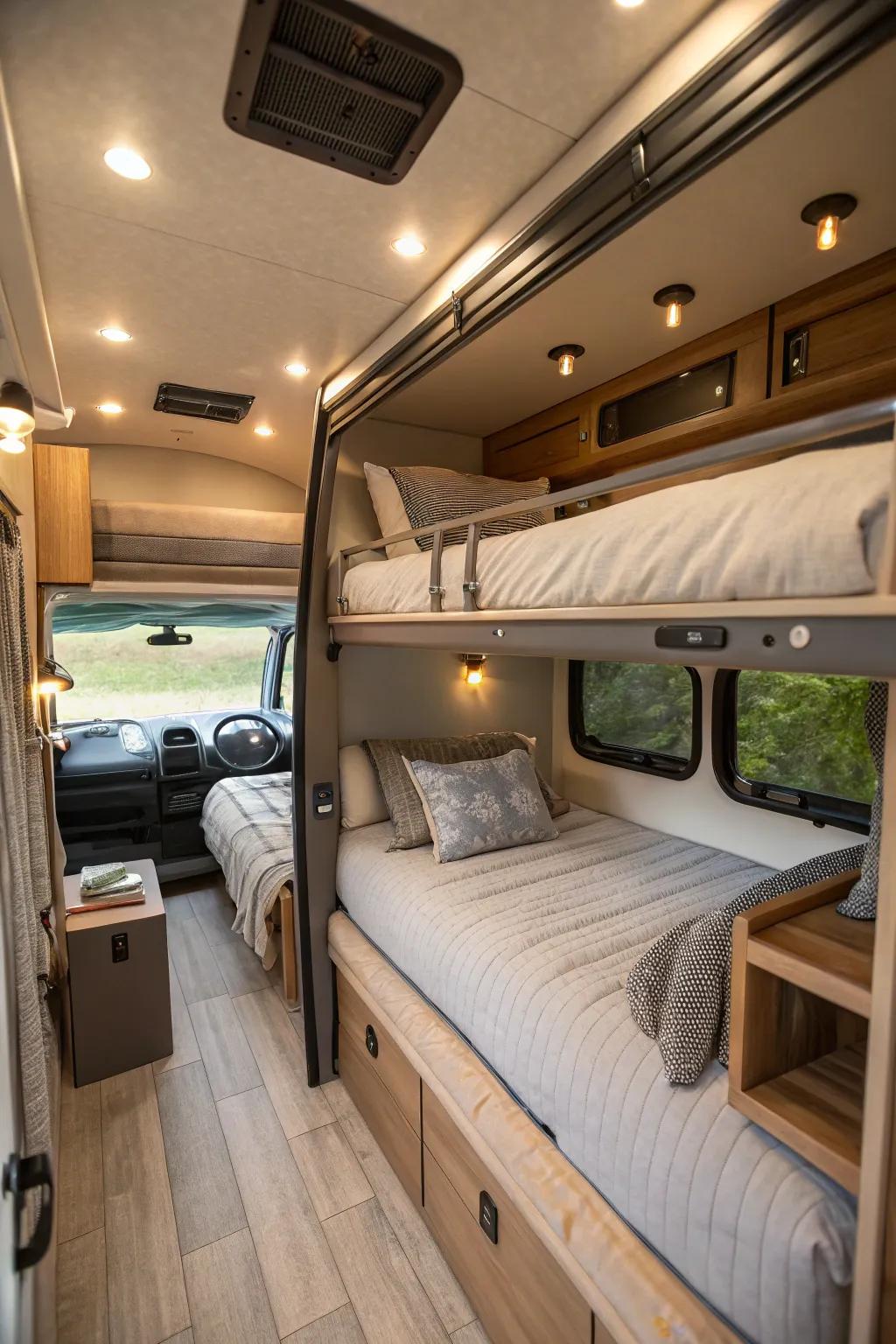 Bunk beds are ideal for making the most of sleeping capacity in compact areas.