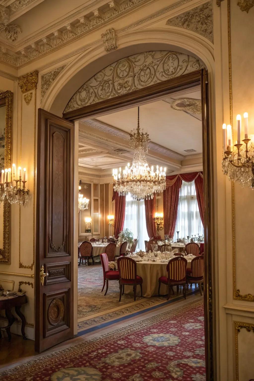 Refined architraves introduce altitude and theatricality to door frames.