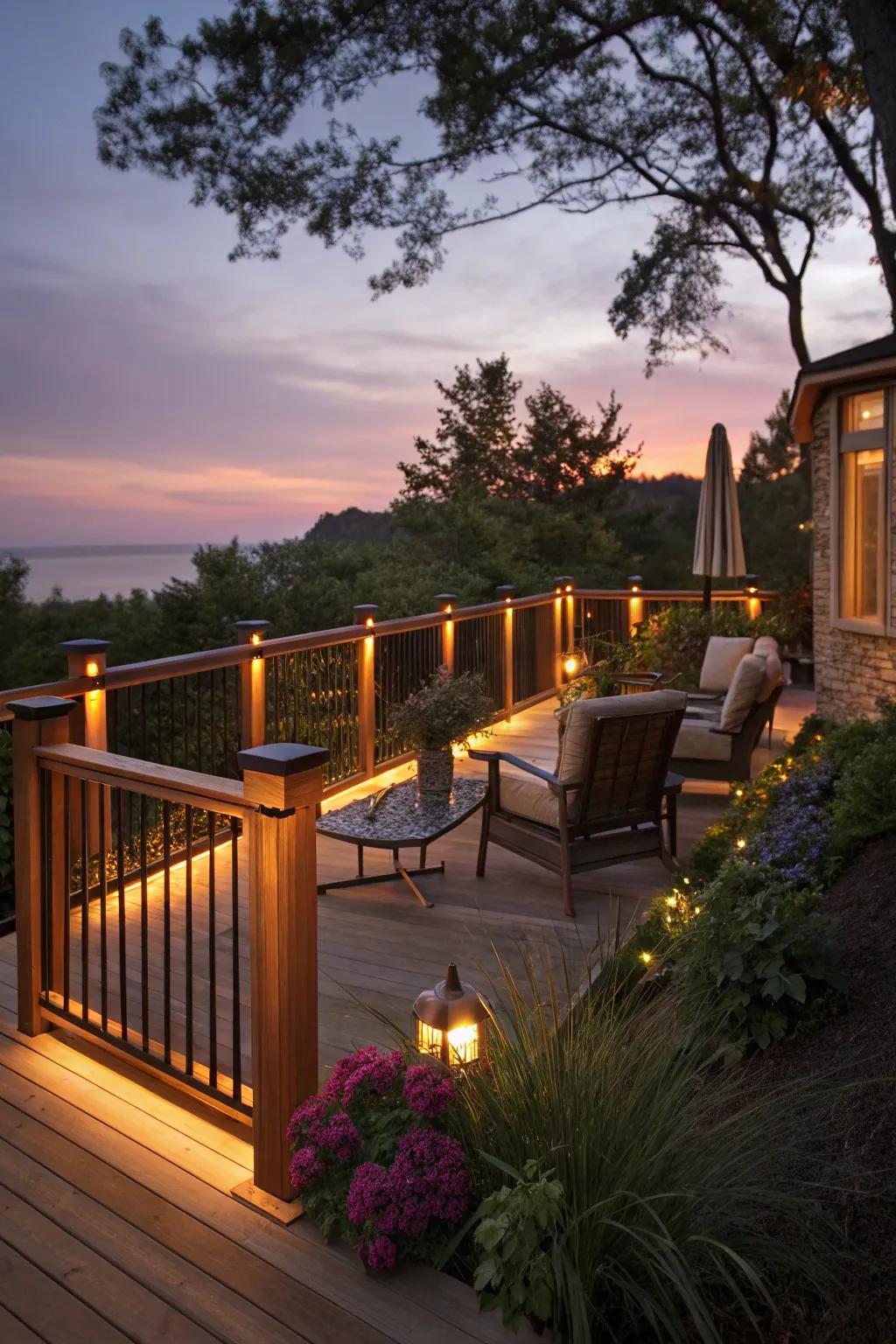 Light up the night using lit-up railings.