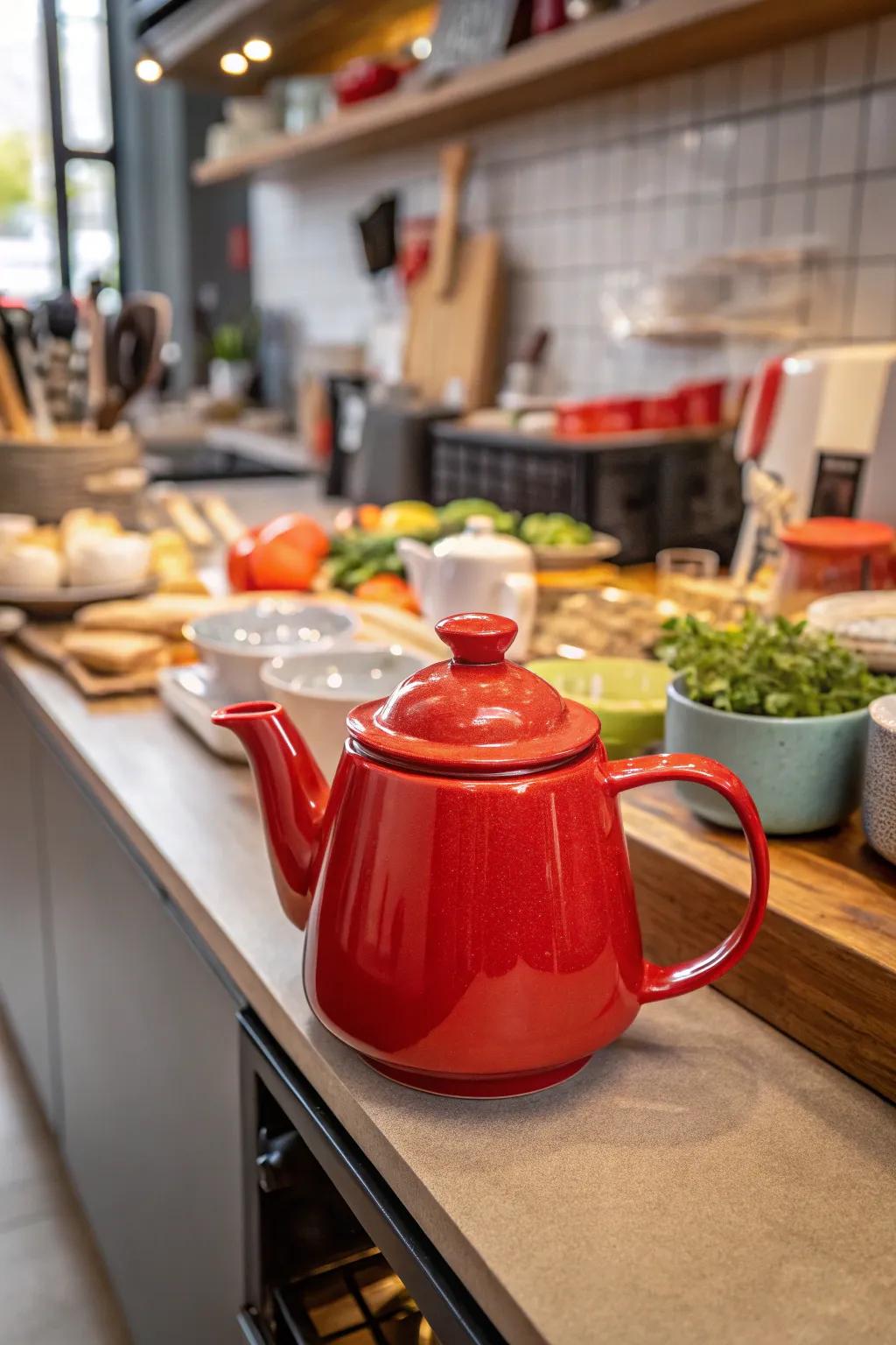 Vibrant colors make this teapot the star of any kitchen.