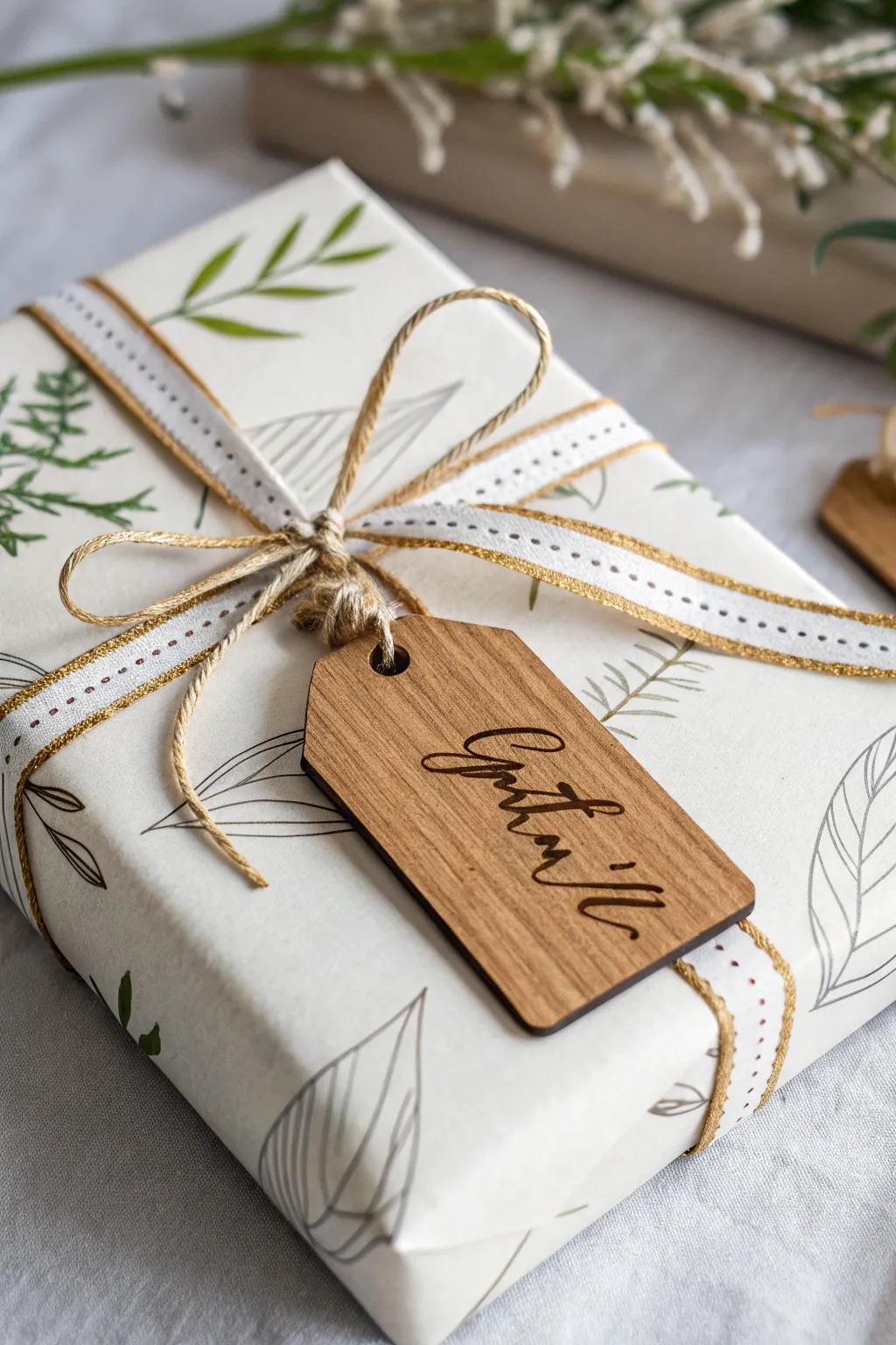 A personal touch that transforms each gift, courtesy of wooden tags.