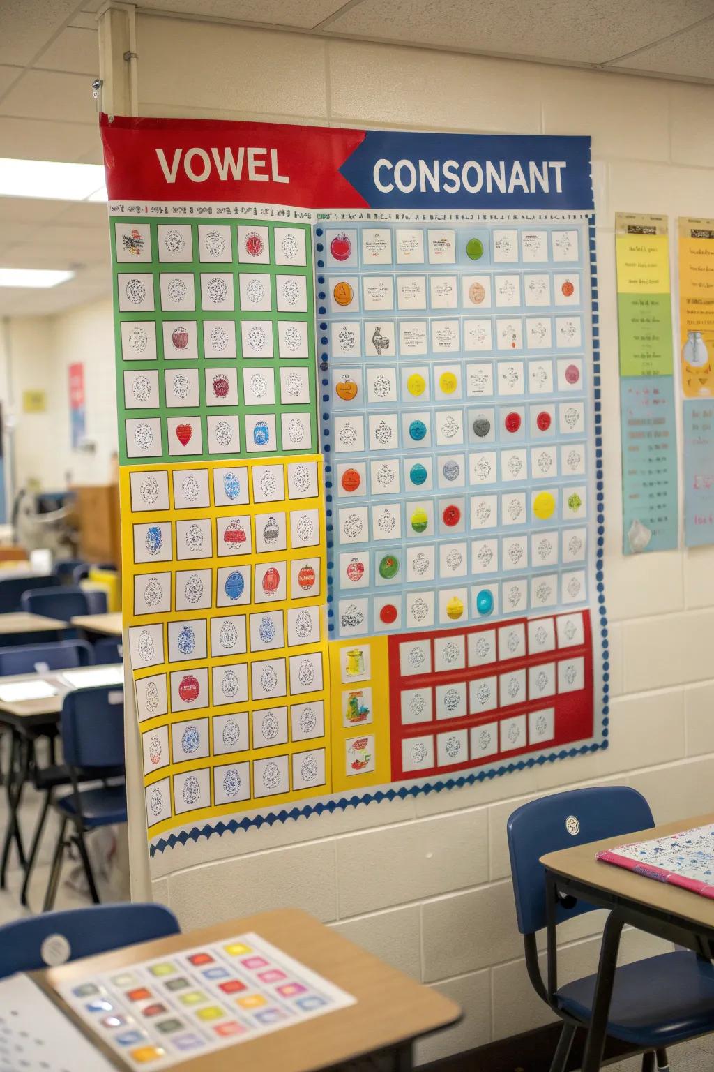 Phonetic showcases transform displays into educational tools.