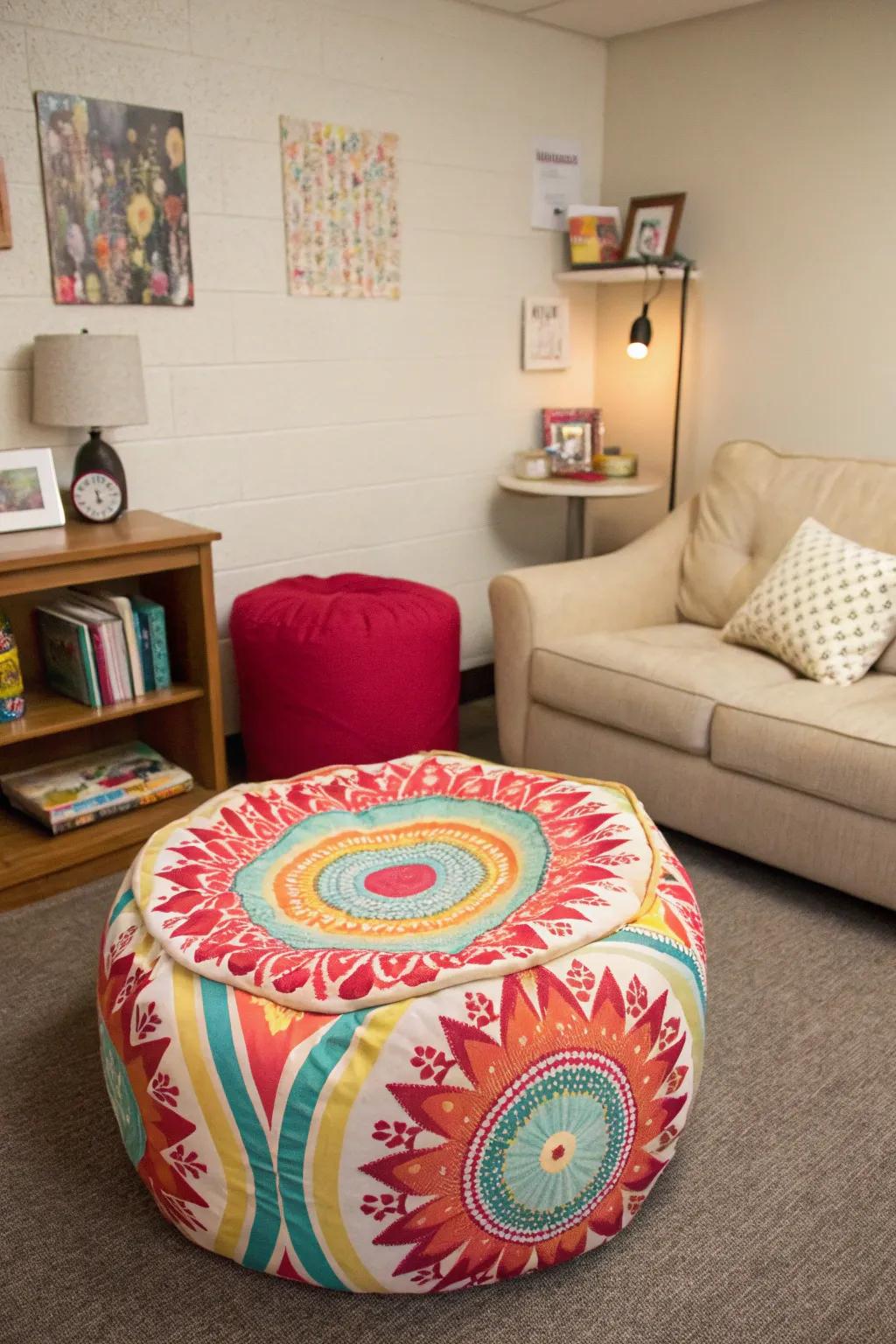 Extra seating can give versatility to your dorm.