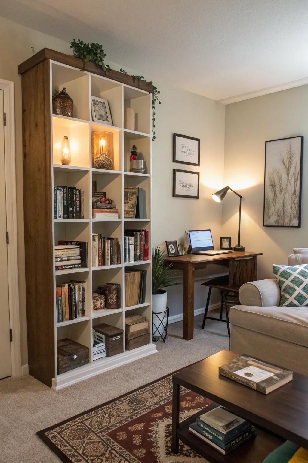 A clever room divider for a distinctive work area.