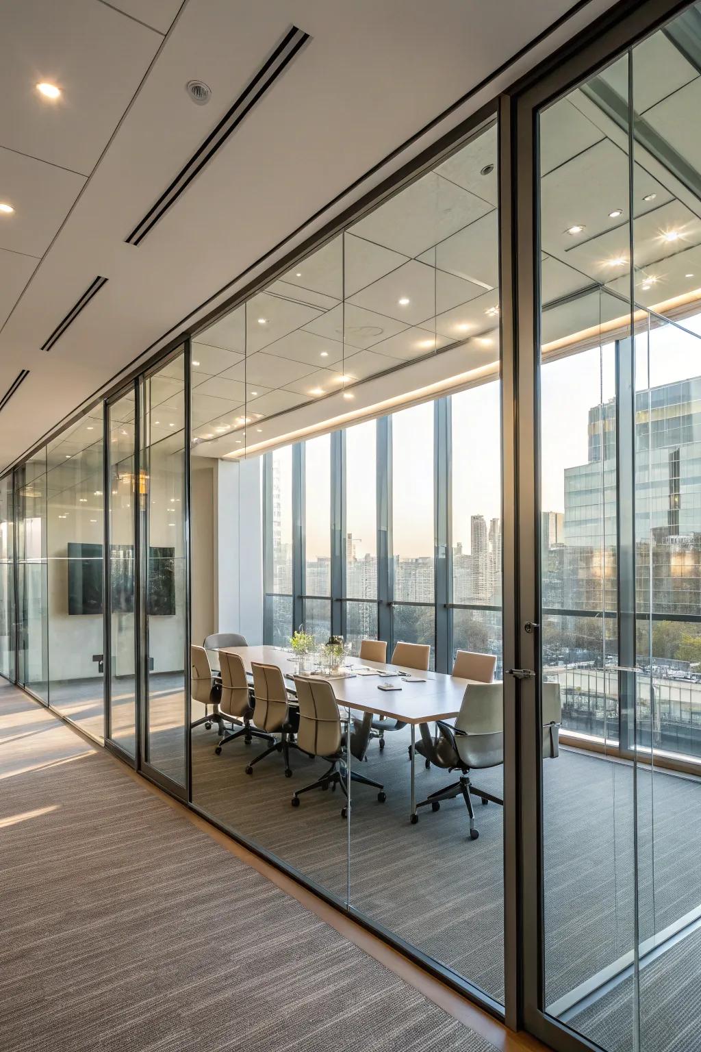 Glass compositions establish an open, connected atmosphere.