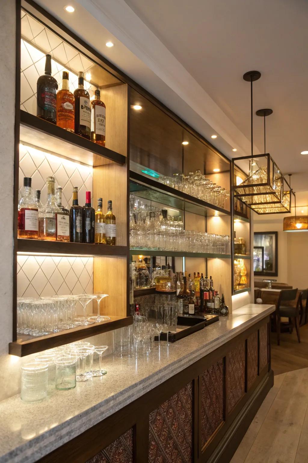 Hanging boards add a modern, airy feel.