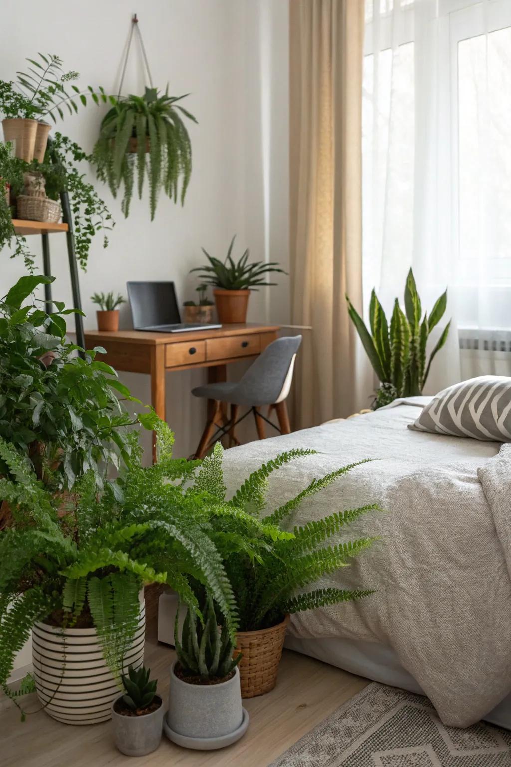 House plants bring nature into the bedroom