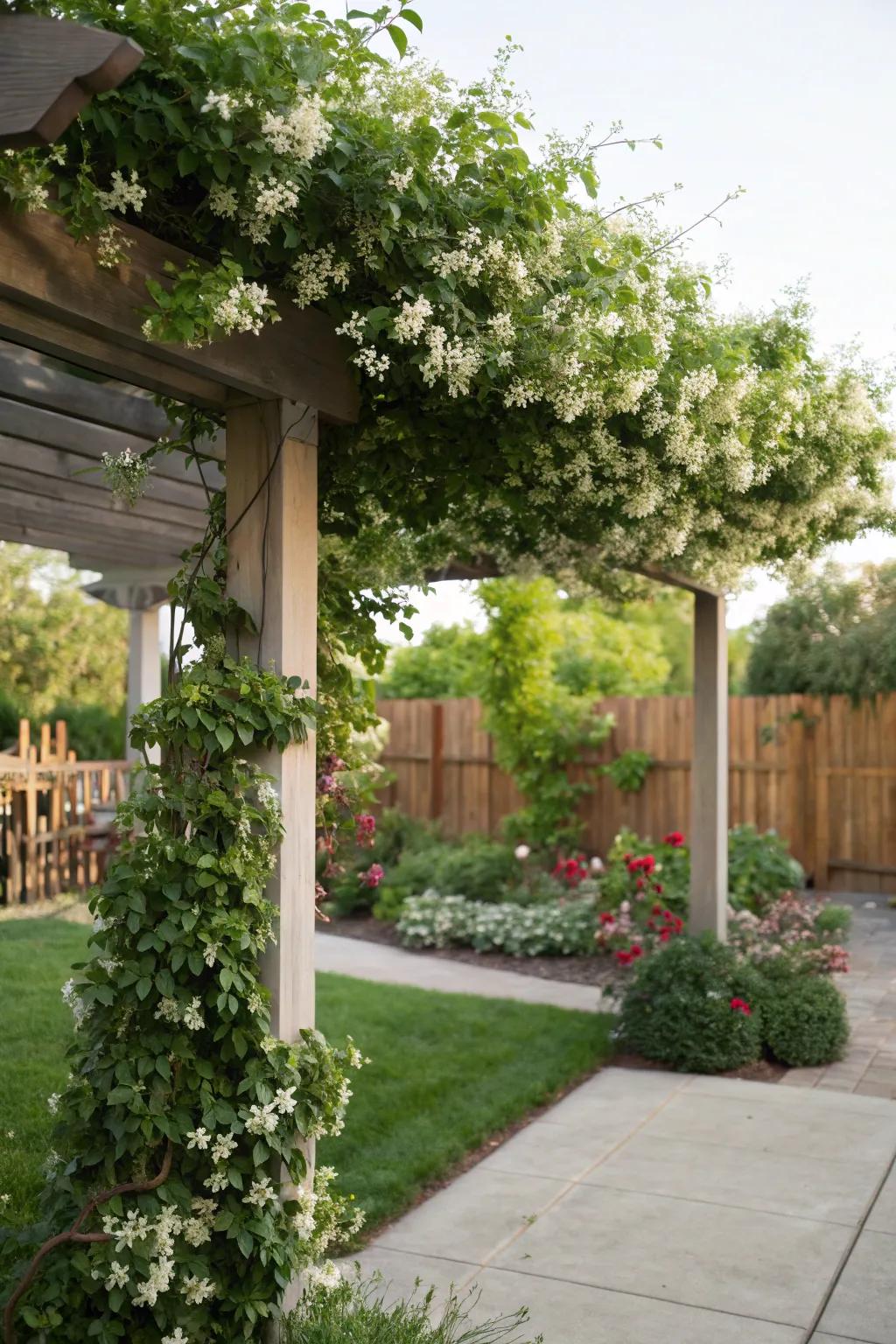 Garden arches provide shade and style.