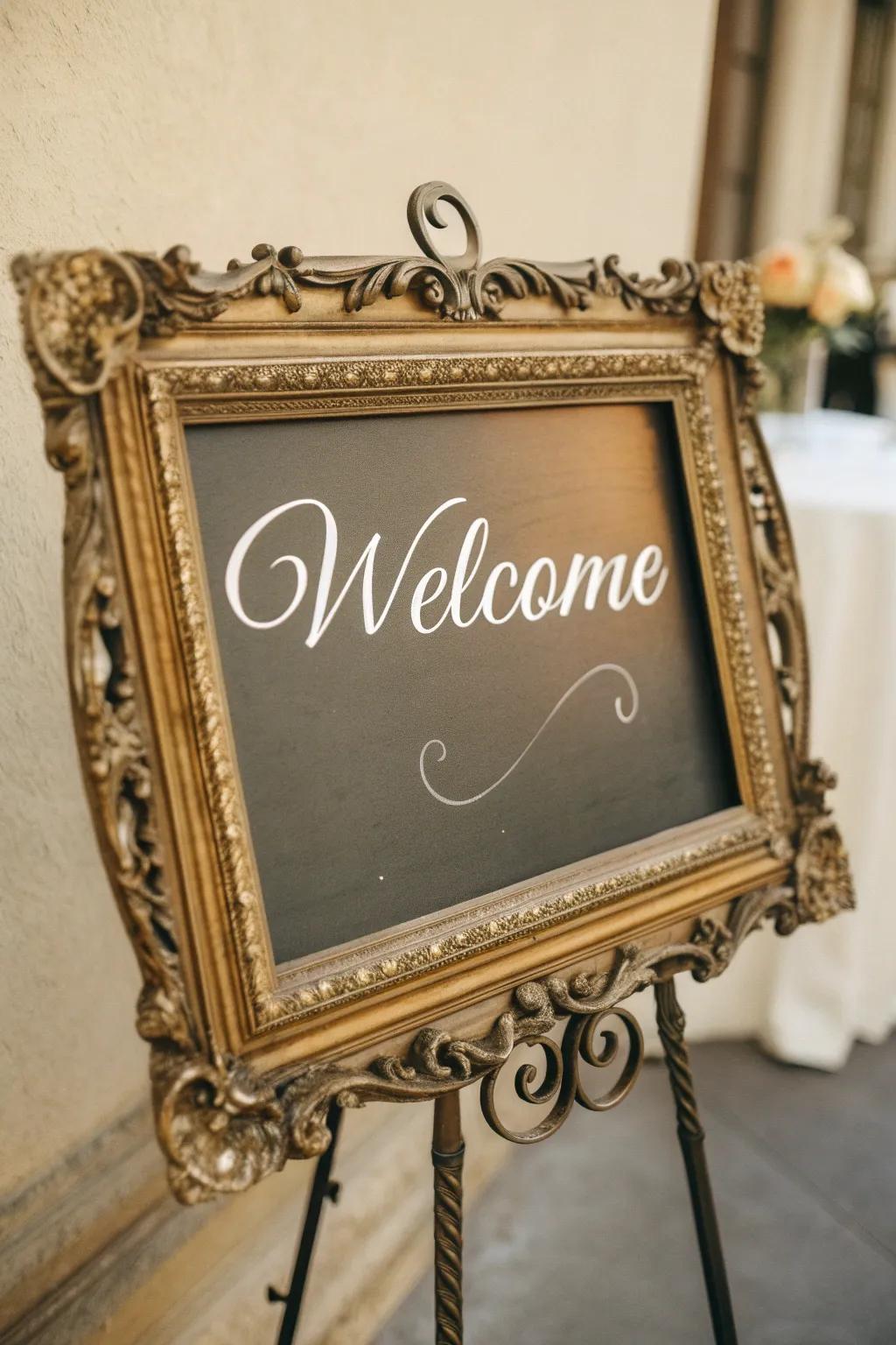 A classic frame carries elegance and refinement to welcome displays.