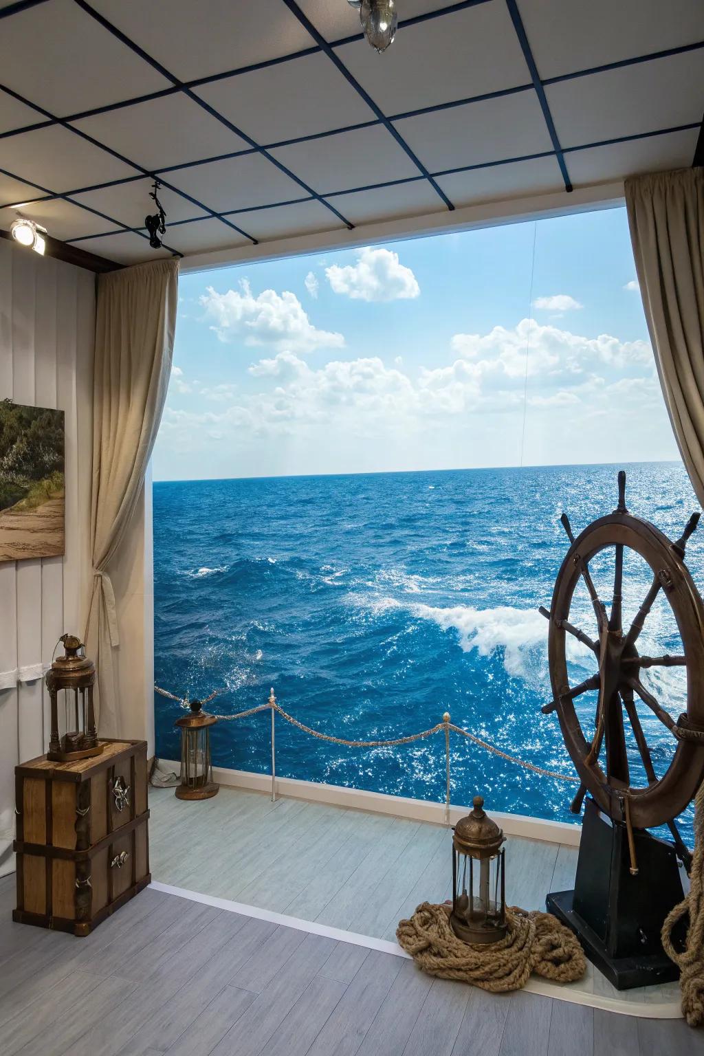 Oceanic vista panels transport guests to the sea.