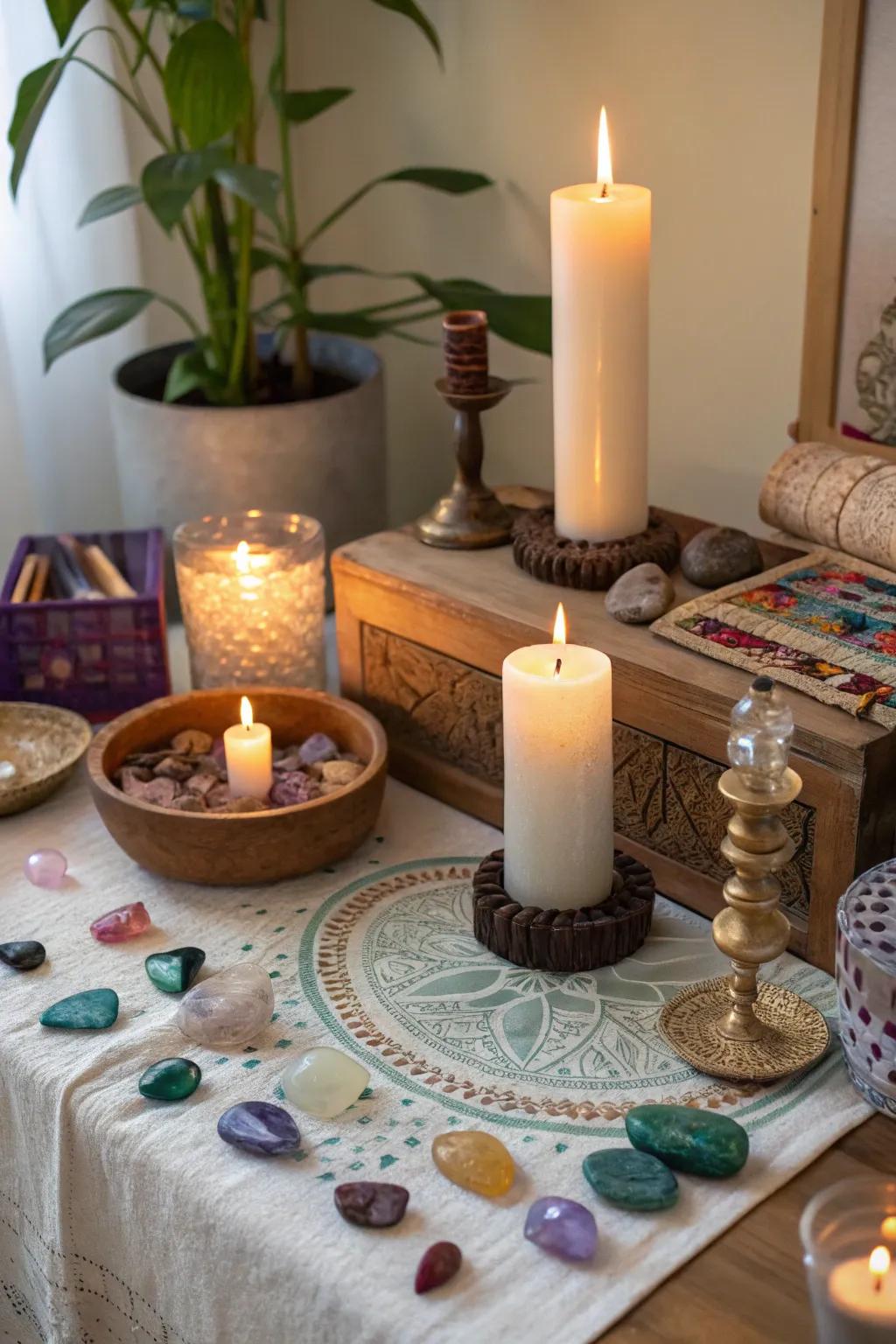 A personal sacred corner serves as a haven for introspection and serenity.