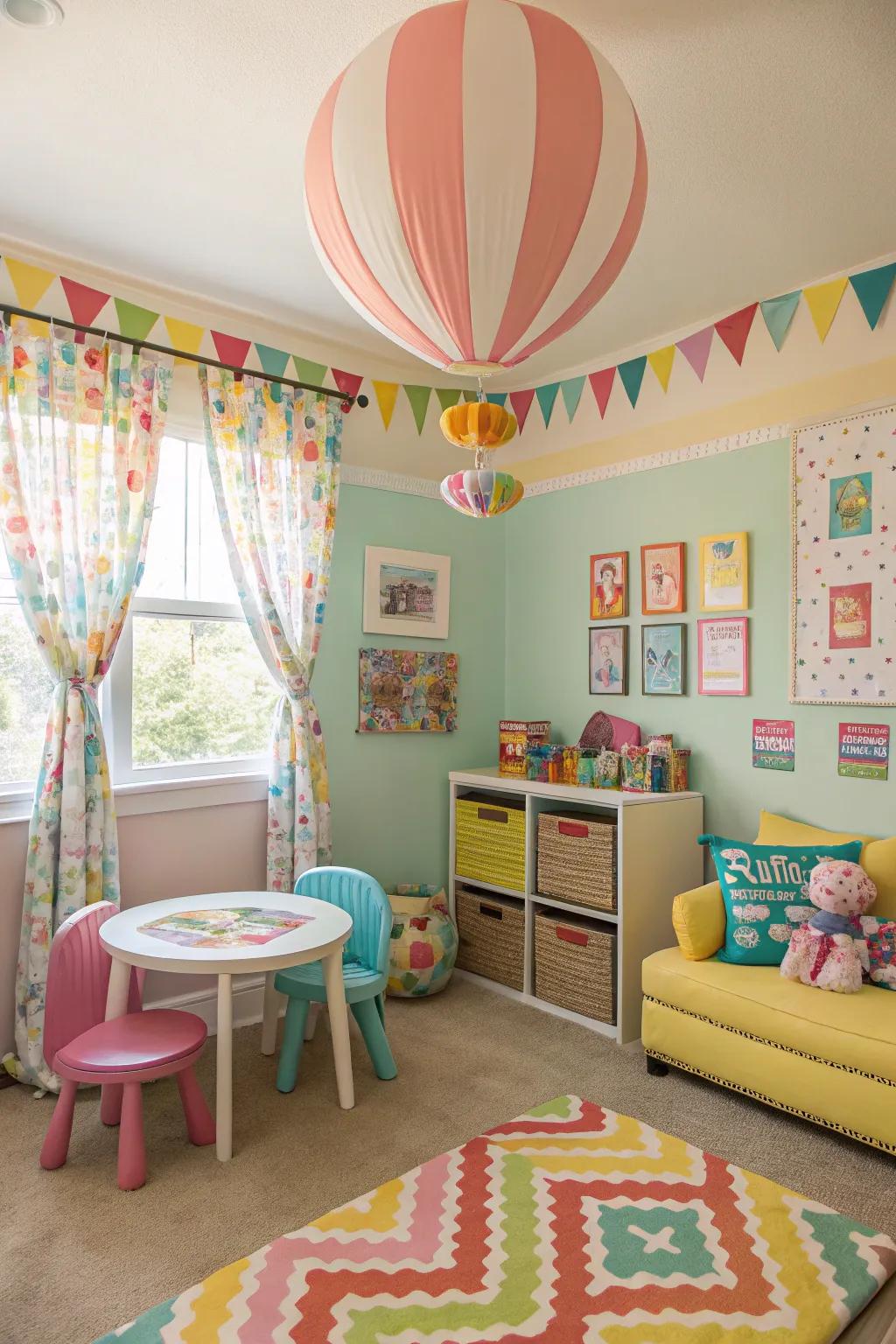Introduce playfulness and joy to a kid's room with balloon valances.