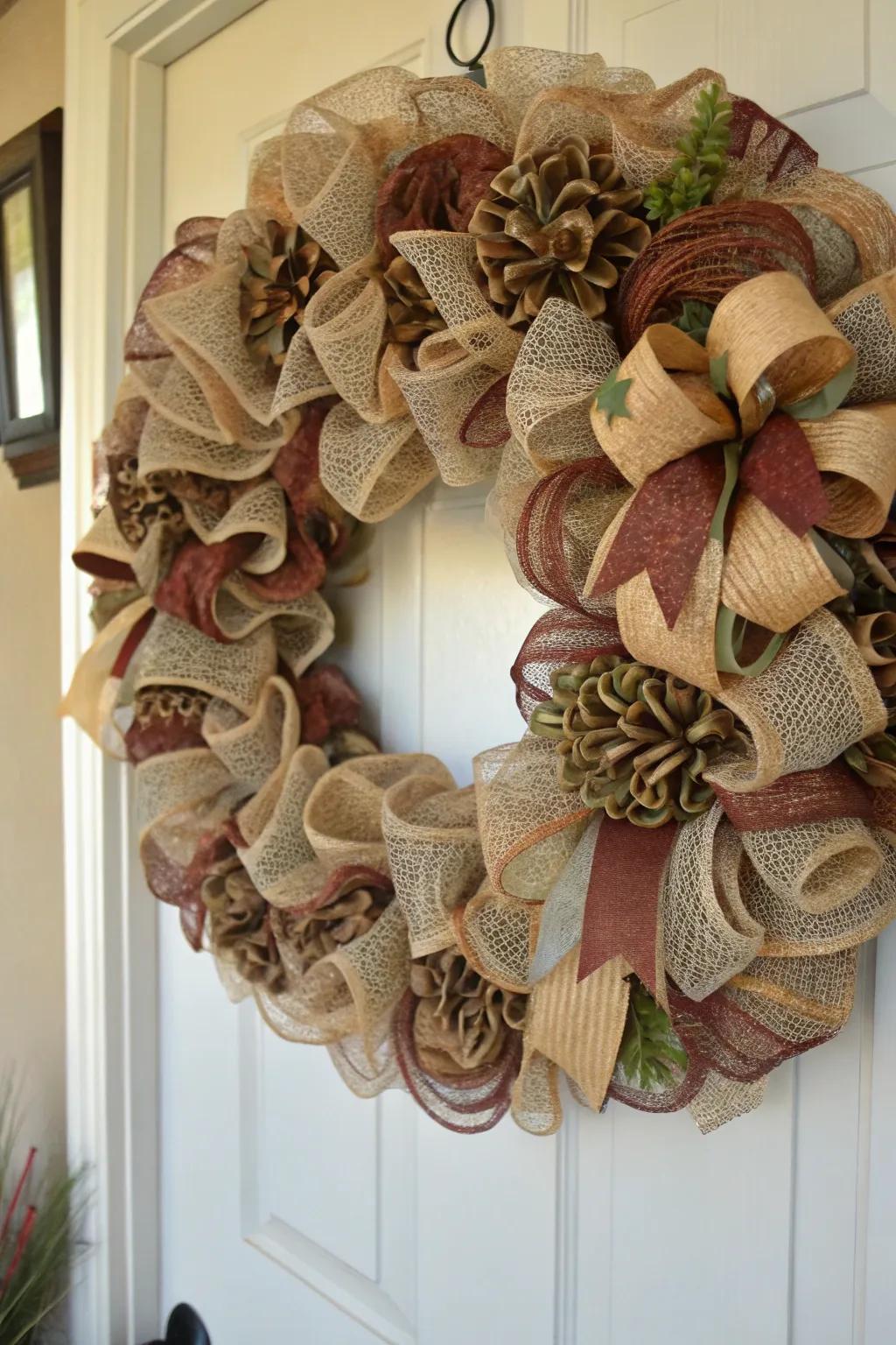 A tactile performance engenders profundity and intrigue within this wreath.