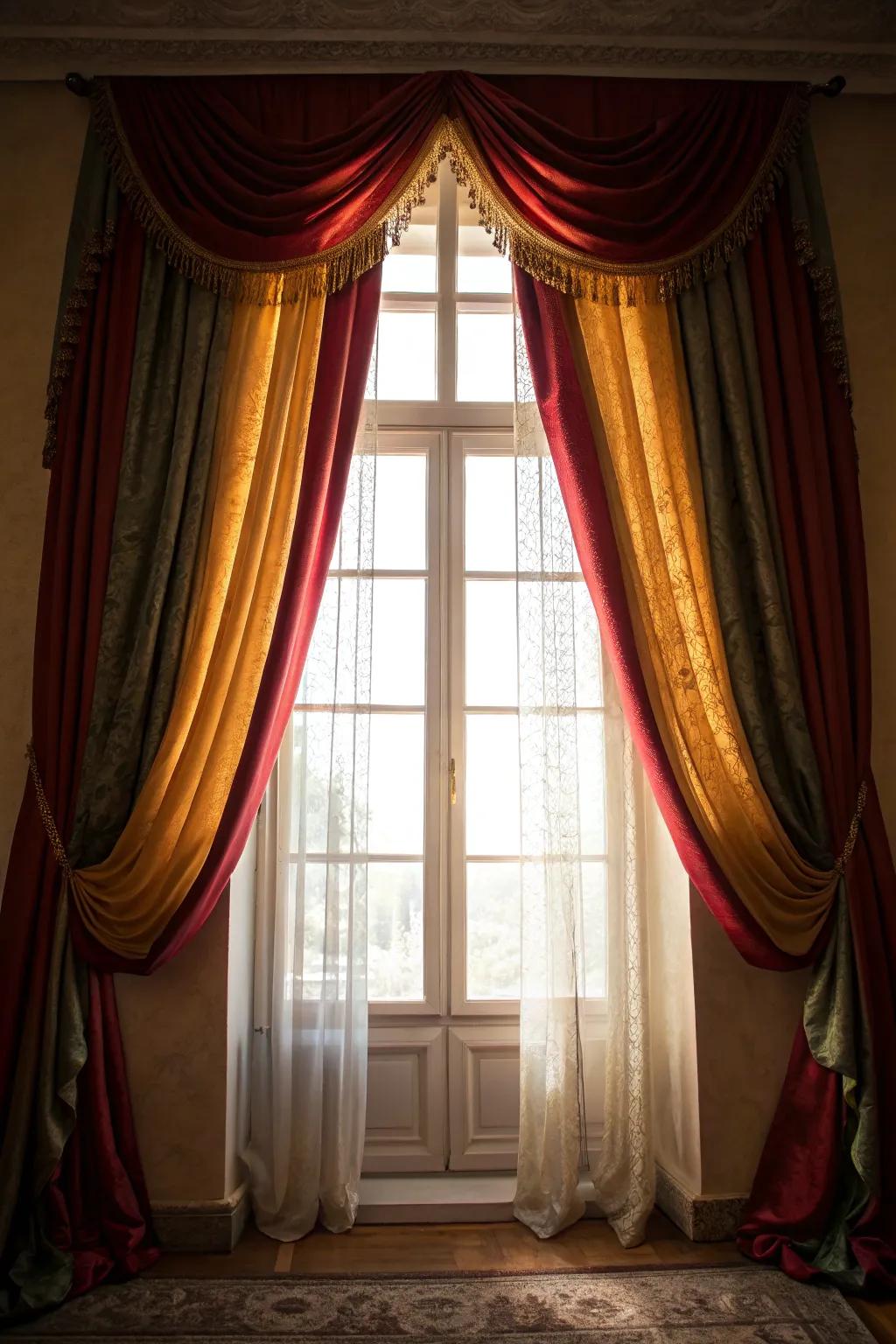 Declarative hangings enclose windows, infusing a dash of sophistication and daring.