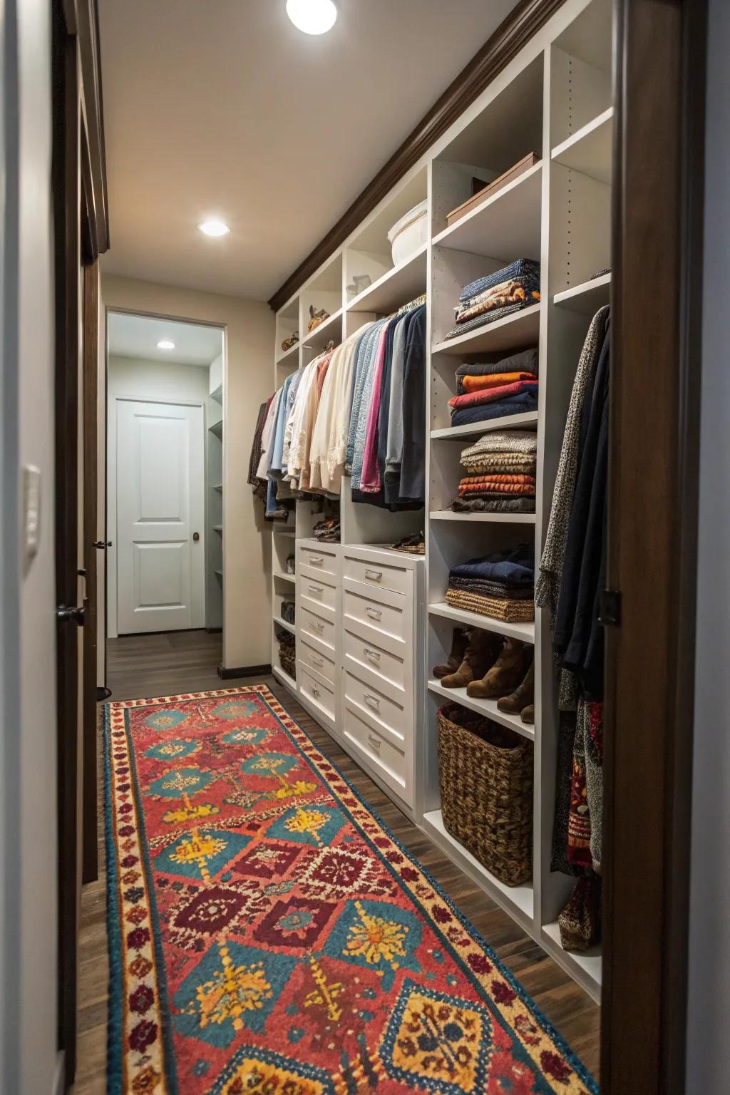 Add warmth with decorative elements like flooring or rugs.