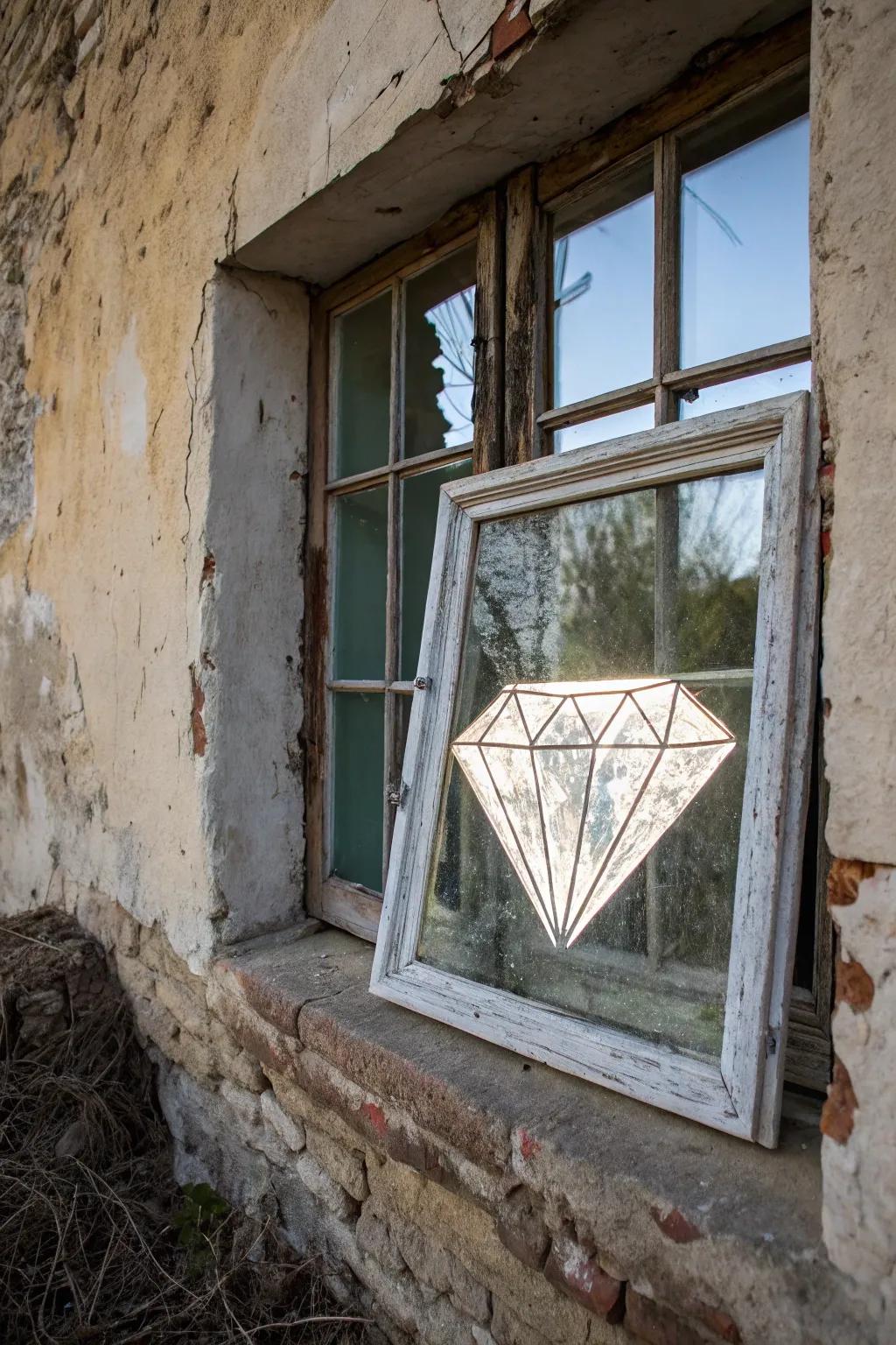 Chic, timeworn aesthetic using a repurposed window.