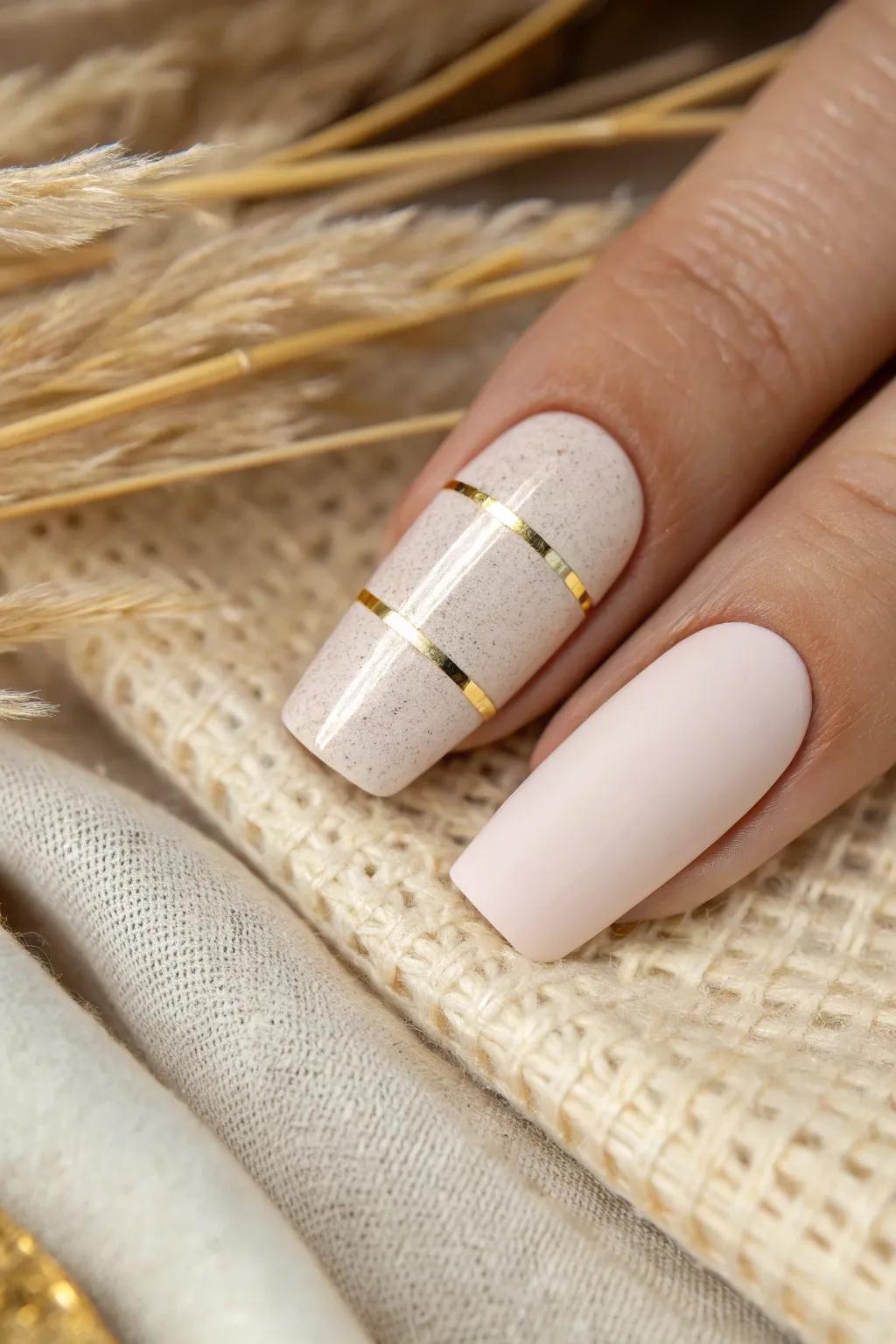 Elevate your manicure with a hint of metallic enchantment. Simple yet stunning!