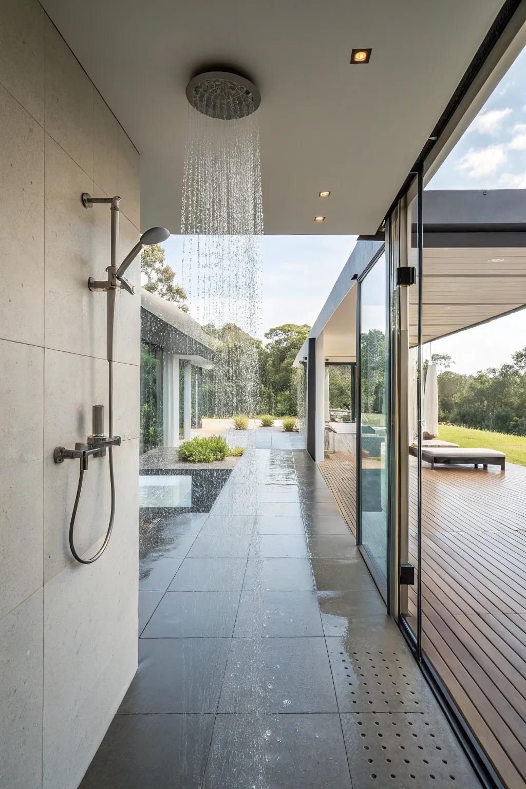 Relish the independence of a water room fitted with dual shower fixtures.