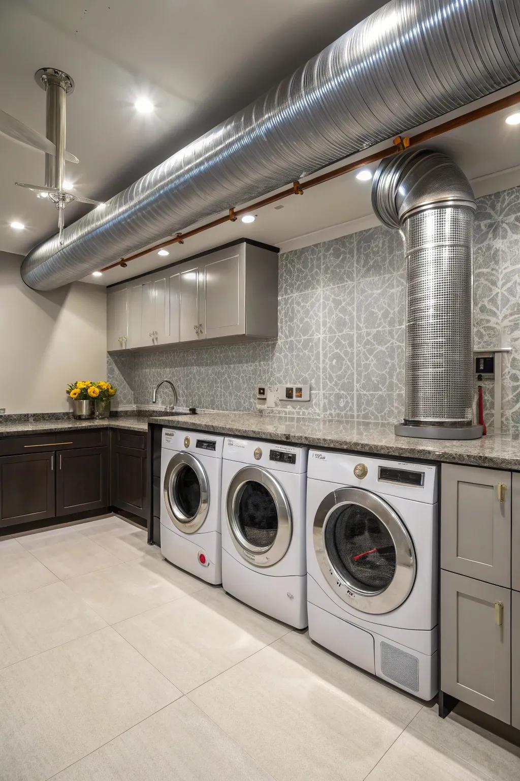 Sheet metal piping offers a durable and efficient venting option.