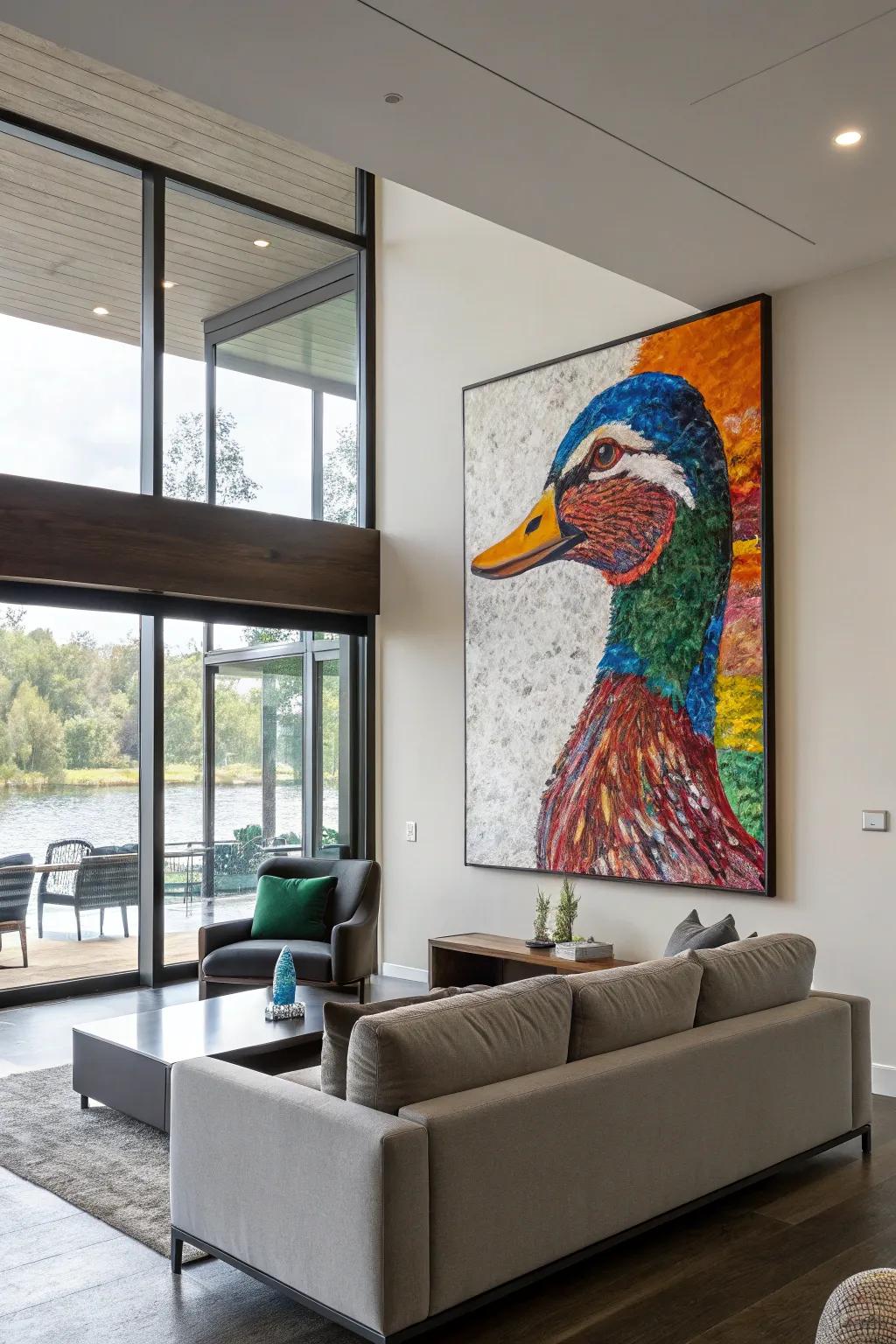 Abstract duck art proffers a modern spin to conventional decor.
