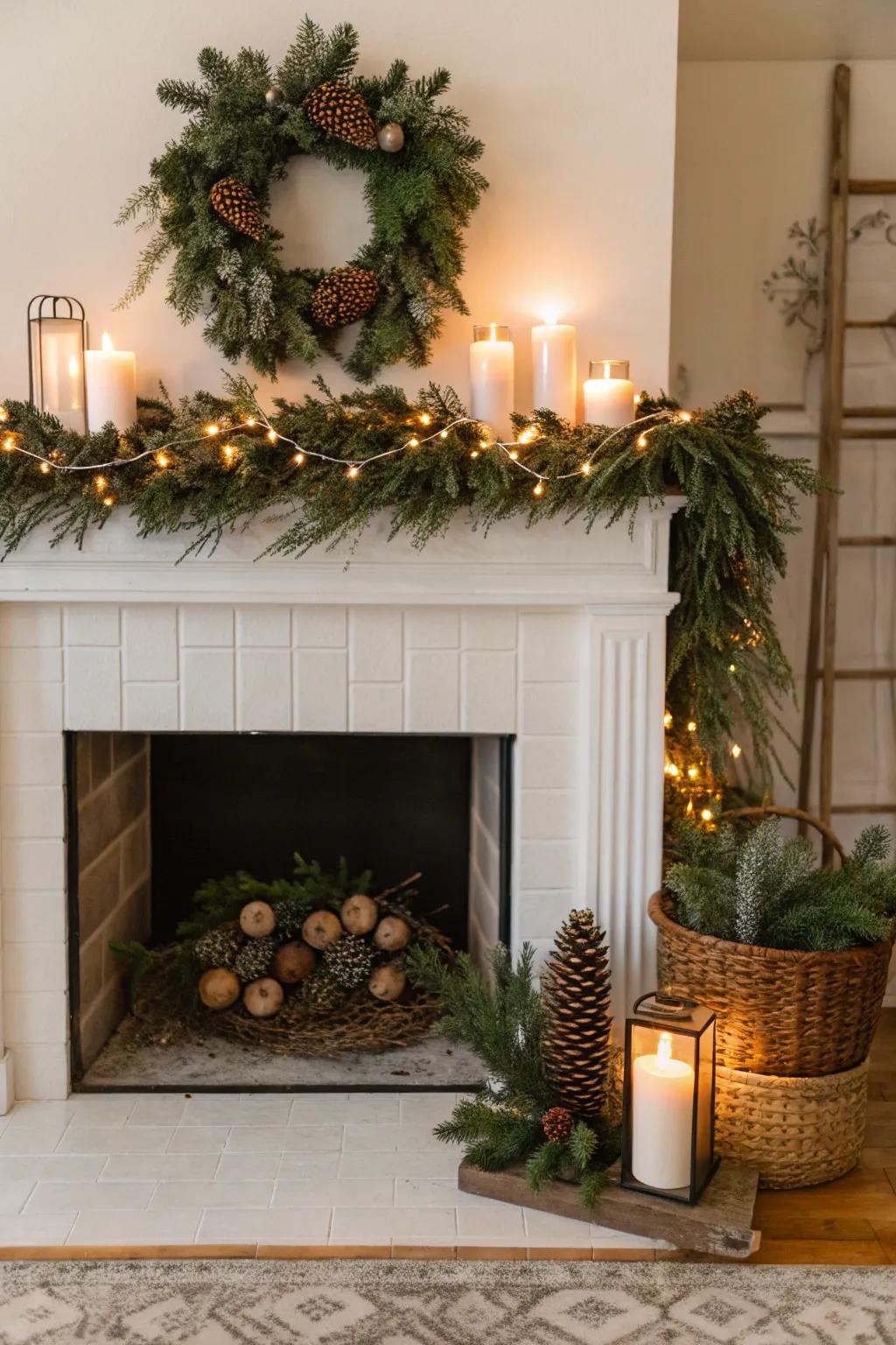 Celebrate the periods using holiday decor in your fireplace.