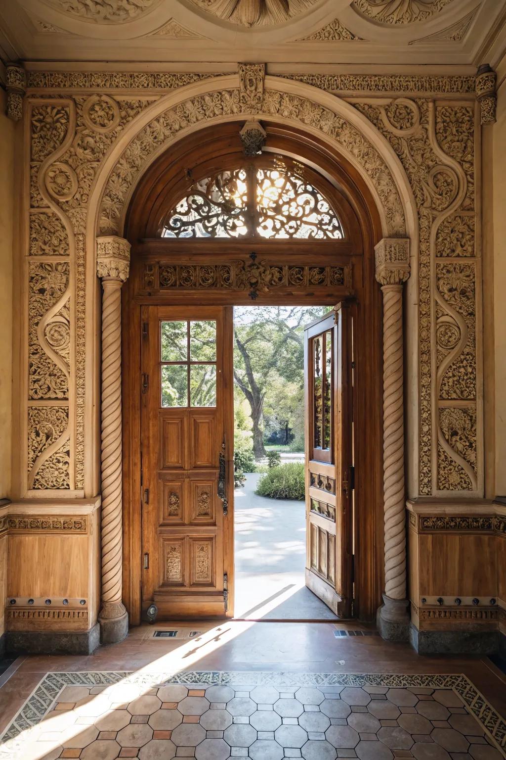 Artistic door frames beautifully enhance your entry.
