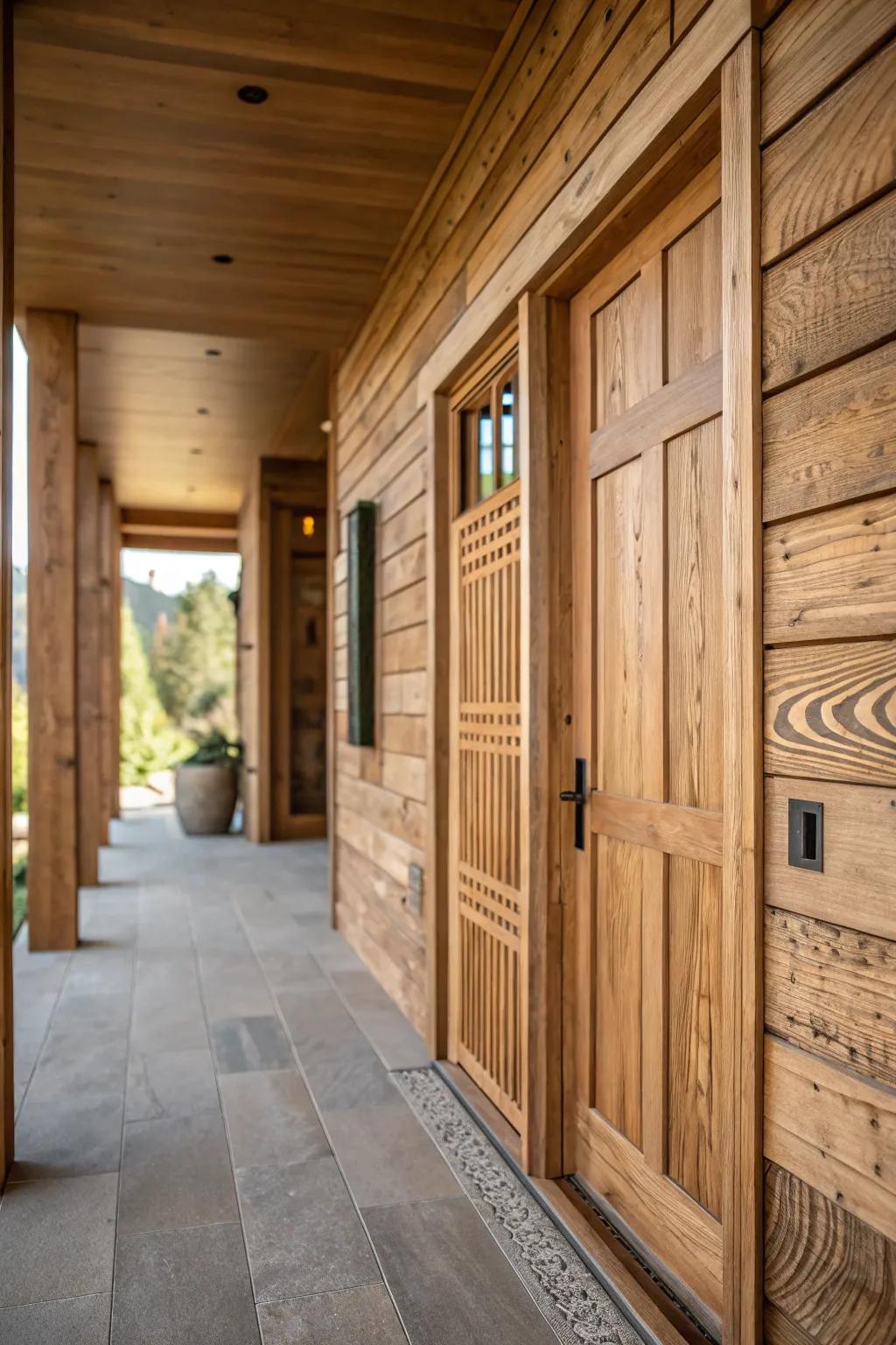 Timber walling imparts warmth and natural beauty to your entryway.
