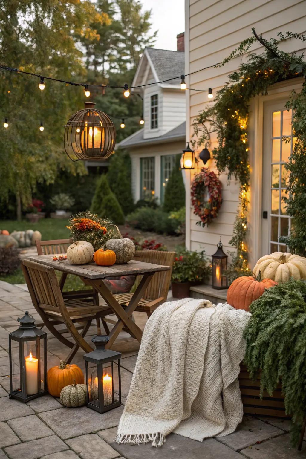 Create a cozy, inviting outdoor area for relaxation this fall.