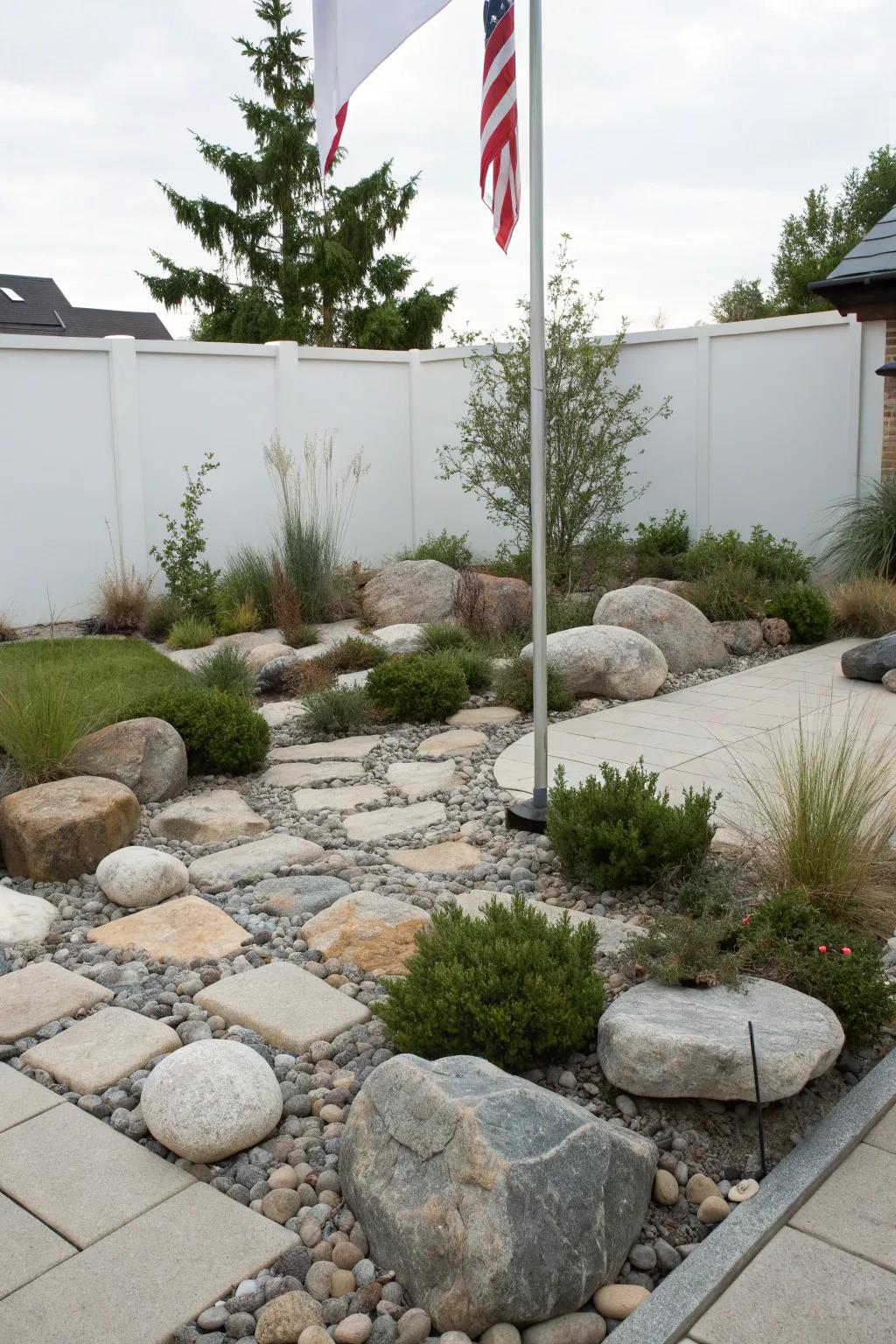 Rock gardens offer a streamlined, low-maintenance look.
