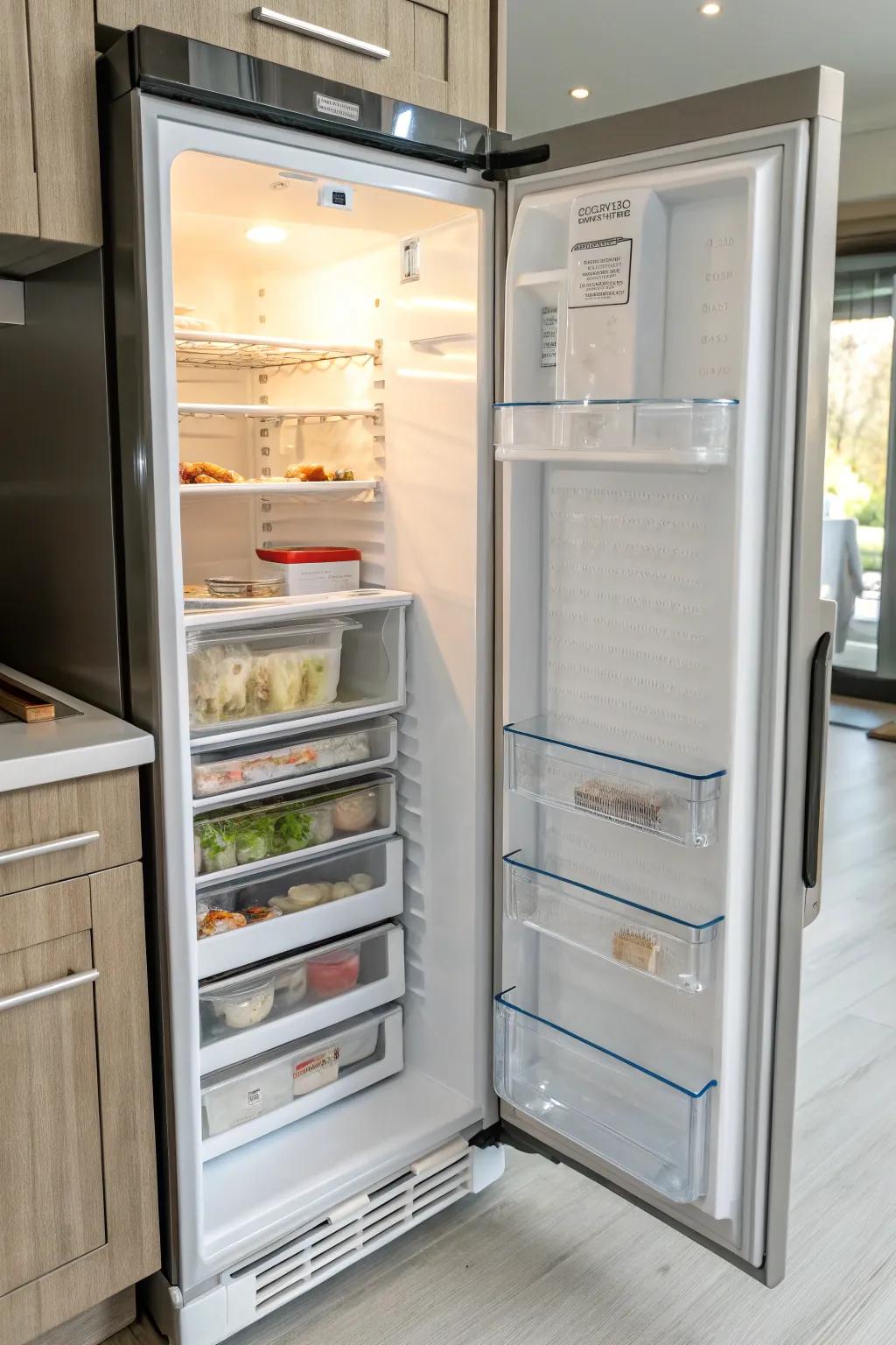 Adjustable shelves offer the flexibility for different sized items.