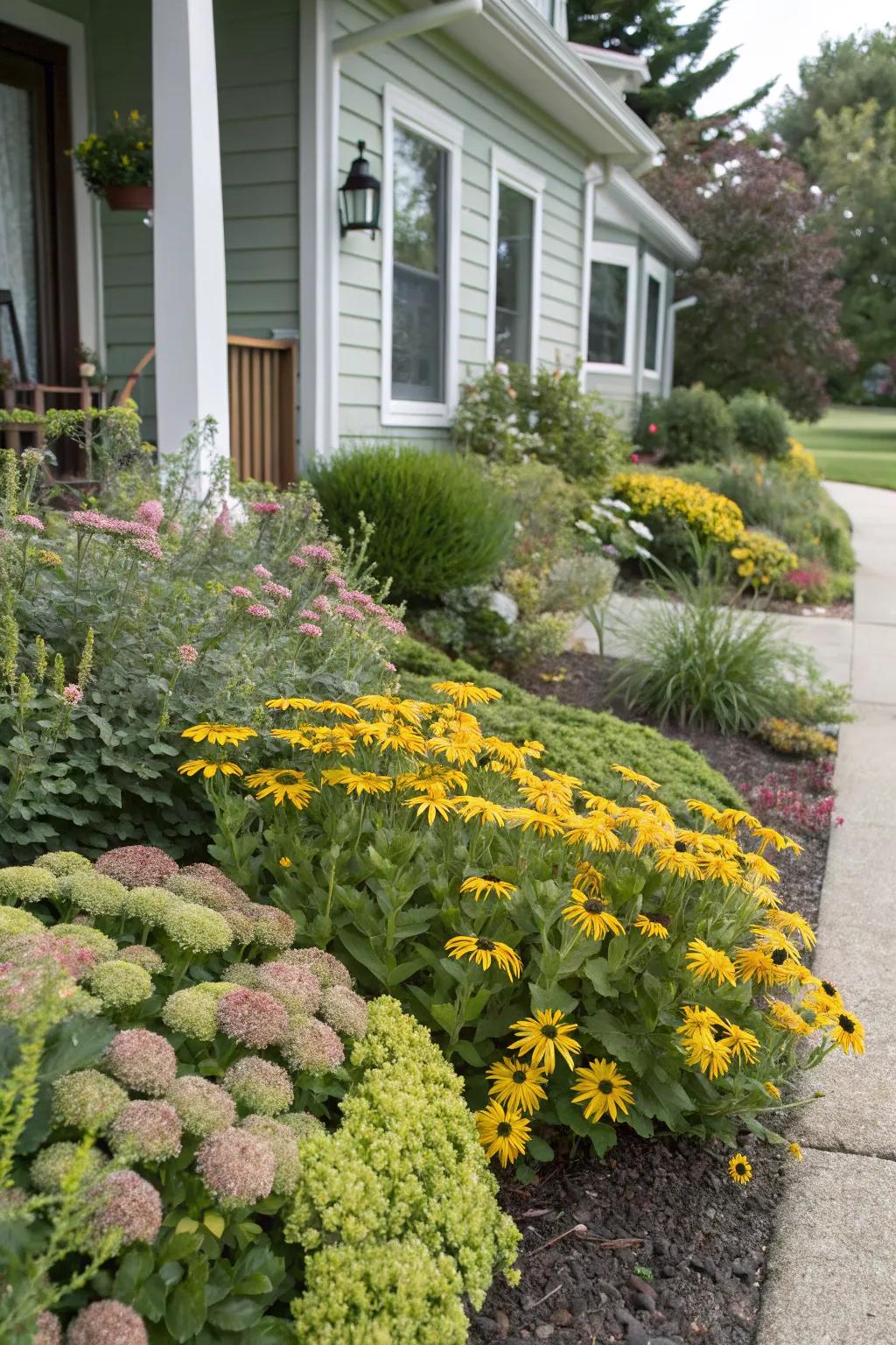 Opt for low-maintenance perennials for a hassle-free flower bed.