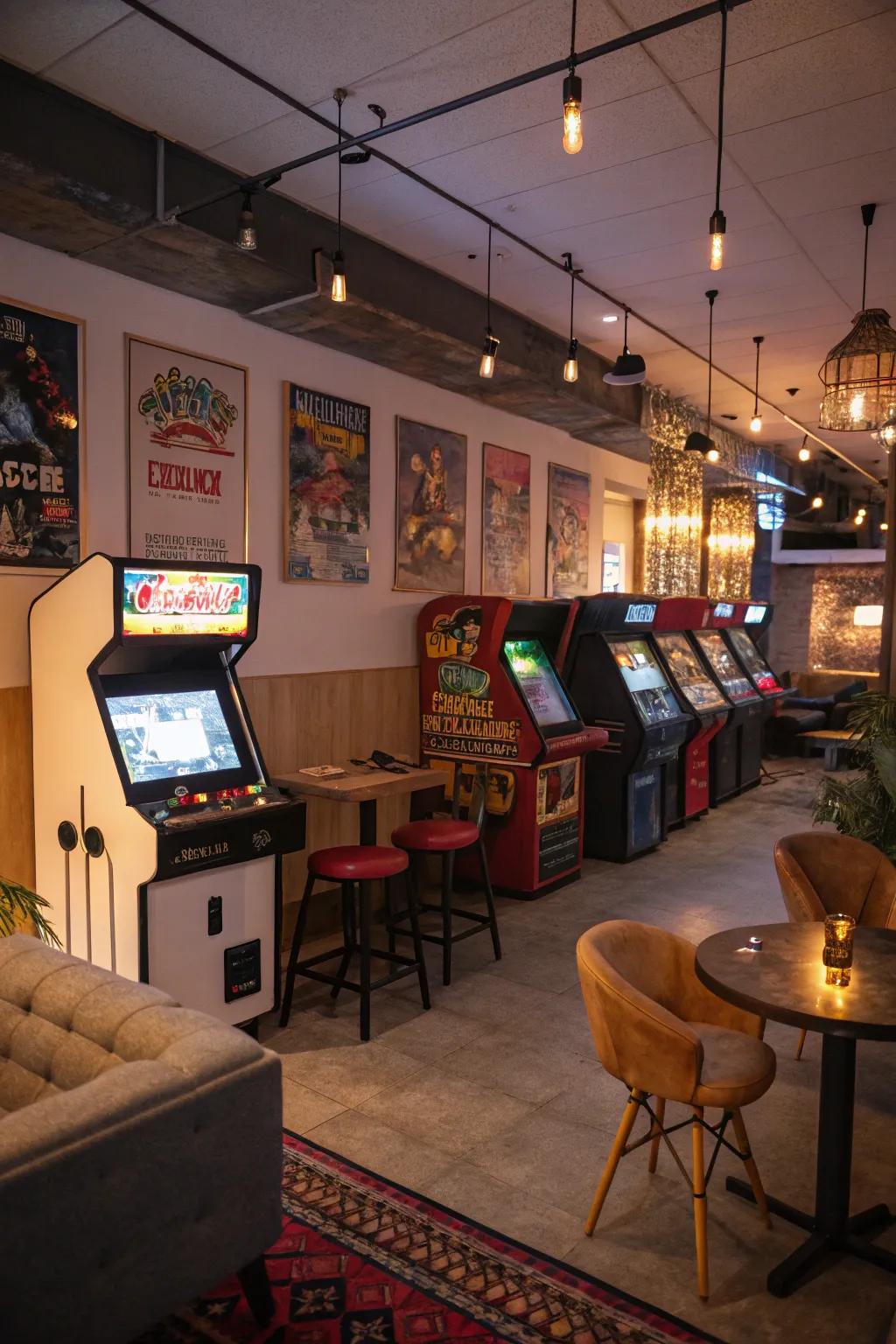A vintage games space reviving nostalgia and enjoyment to the gaming lounge.
