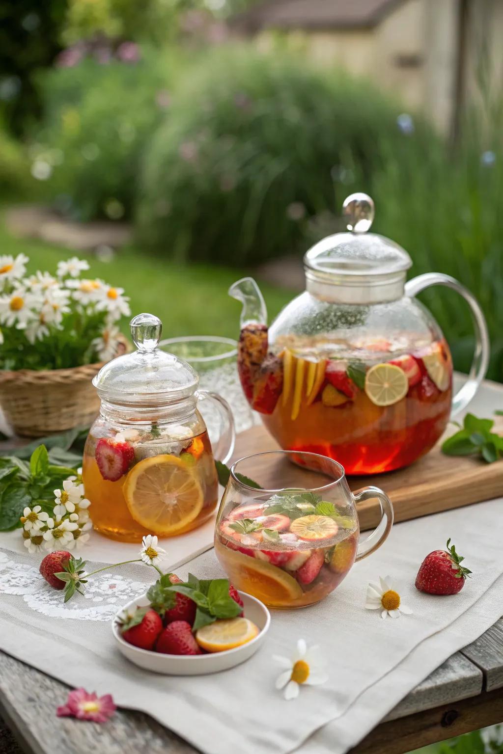 Inventive refreshment presentation retains the beverage station visually pleasing.