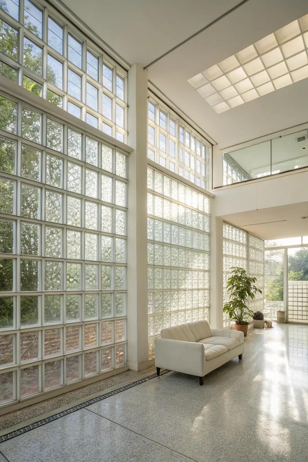 A bright room with crystal cube walls, making the most of the sunlight.