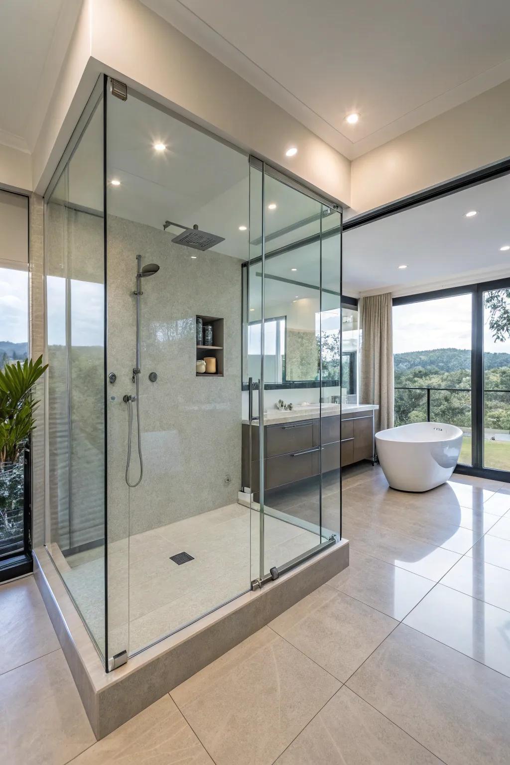 A barrier-free shower design ensures seamless access.