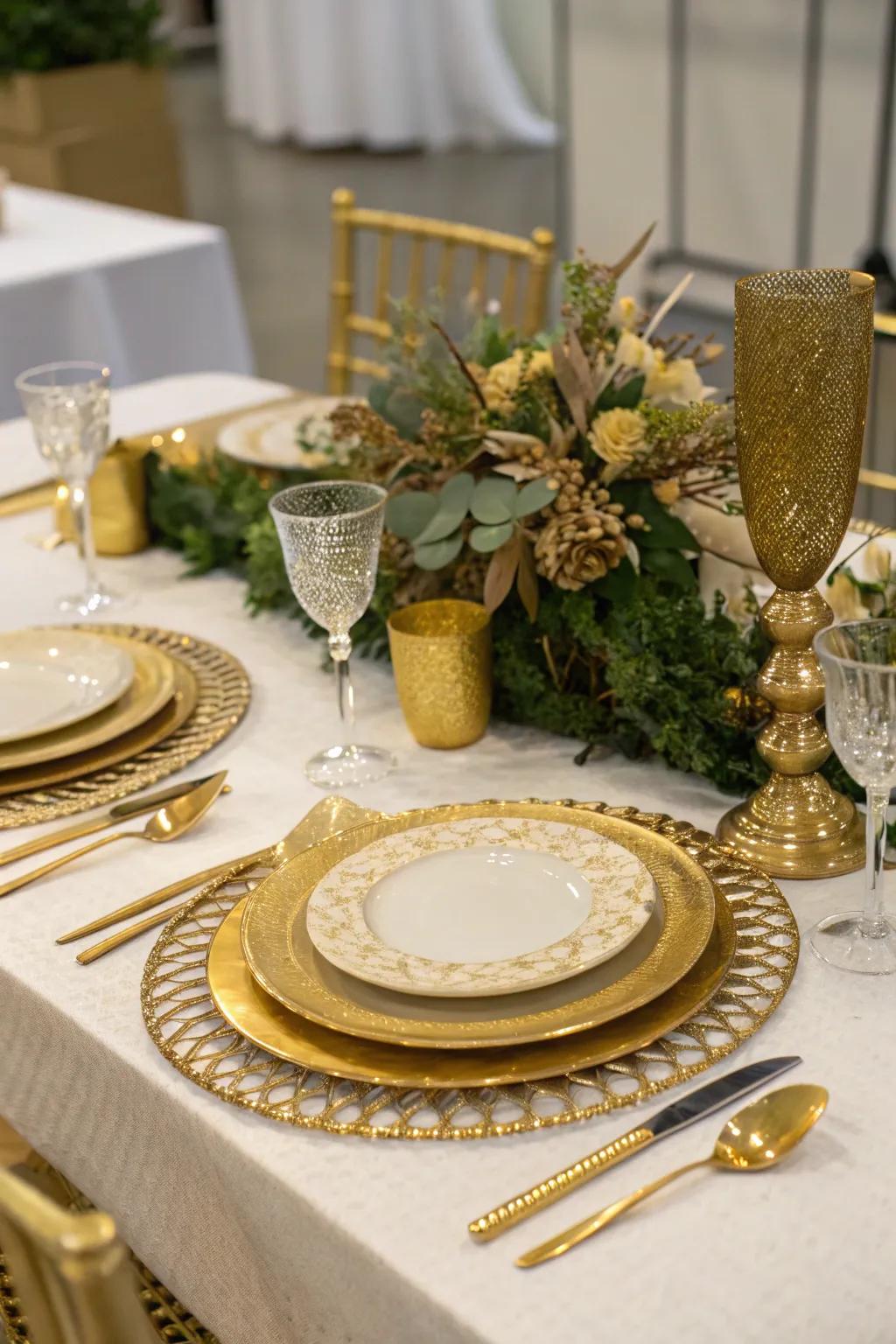 A refined table layout enriched with gold accents.